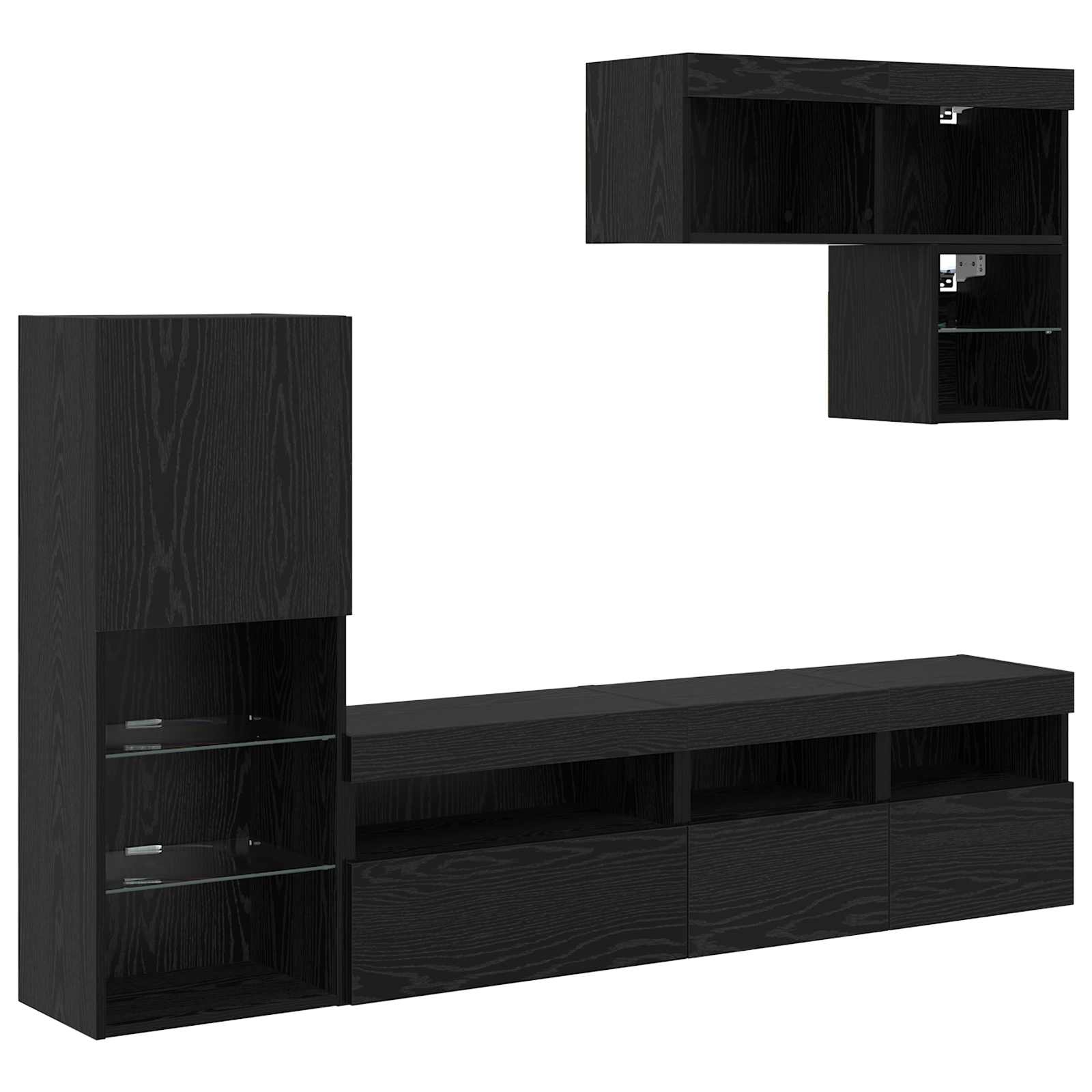 TV zidne jedinice Zidne 6 pcs Crni hrast Konstruirano drvo