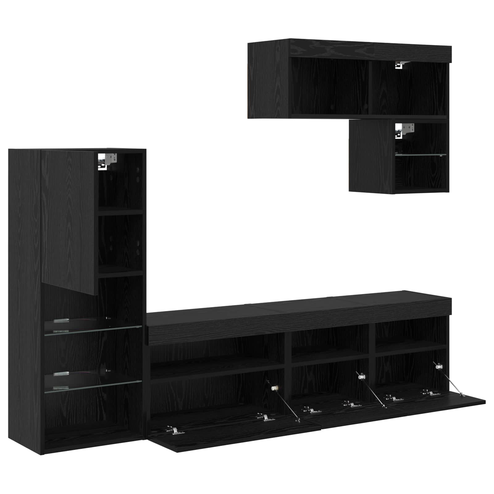 TV zidne jedinice Zidne 6 pcs Crni hrast Konstruirano drvo