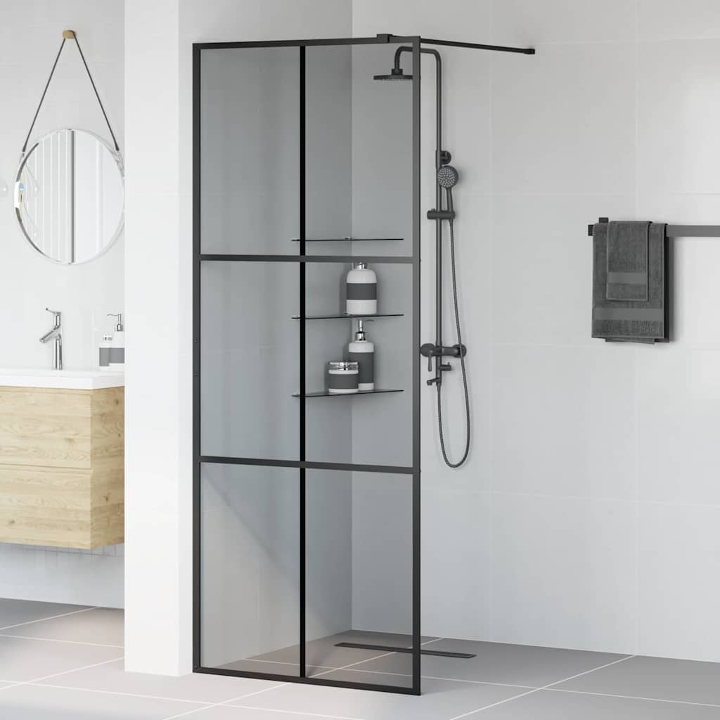 Zid za walk-in tuš Crna 80 x 195 cm Staklo otporno na udarce