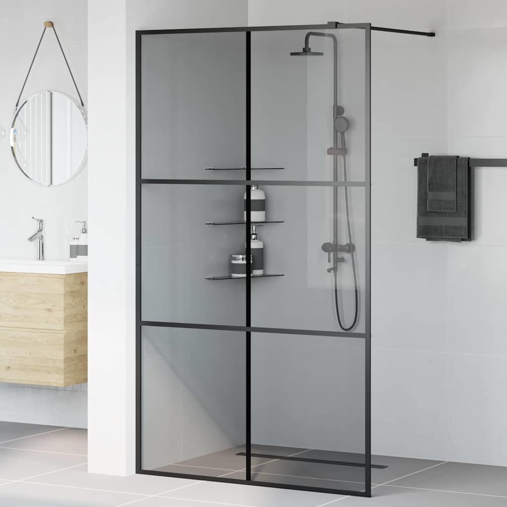 Zid za walk-in tuš Crna 115 x 195 cm Staklo otporno na udarce