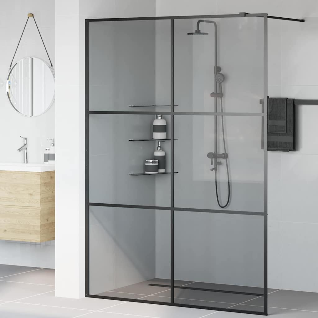 Zid za walk-in tuš Crna 140 x 195 cm Staklo otporno na udarce