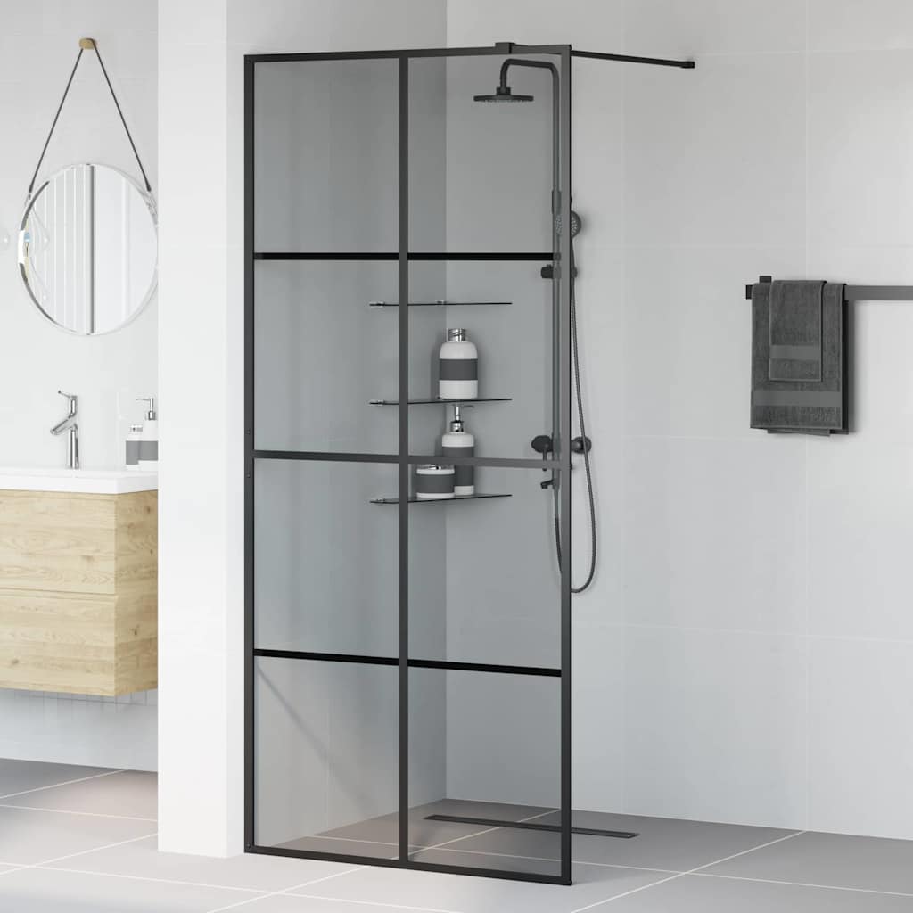Zid za walk-in tuš Crna 90 x 195 cm Staklo otporno na udarce