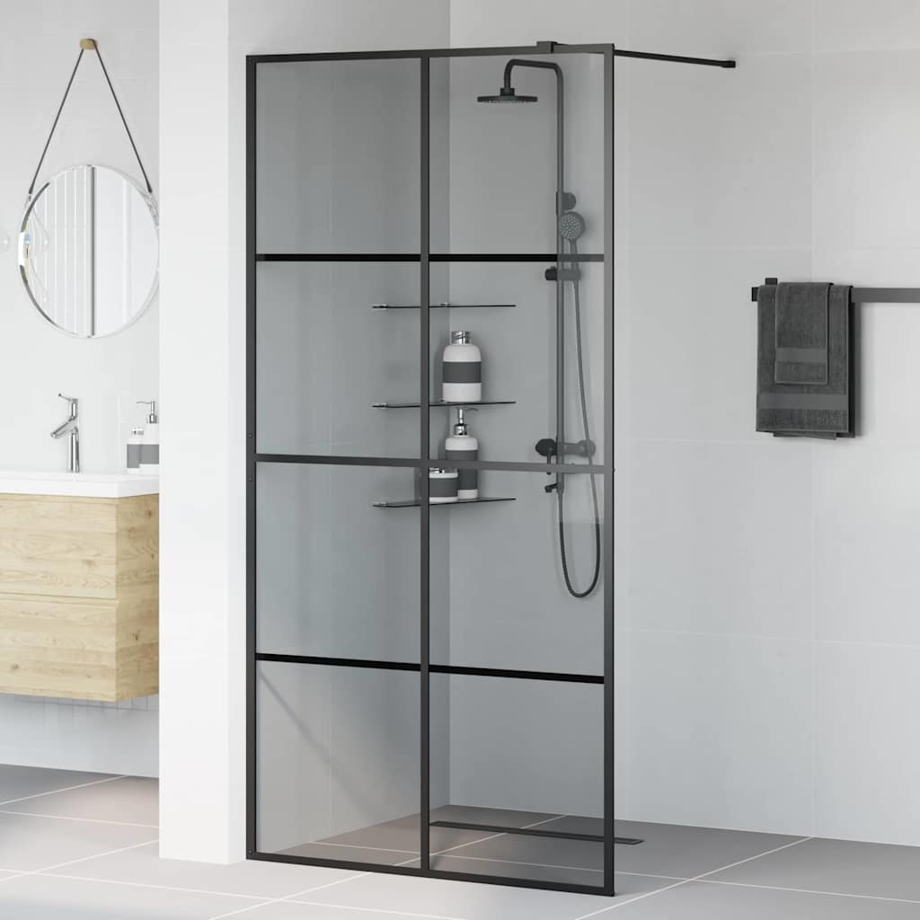 Zid za walk-in tuš Crna 100 x 195 cm Staklo otporno na udarce
