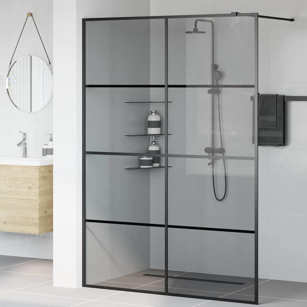 Zid za walk-in tuš Crna 140 x 195 cm Staklo otporno na udarce