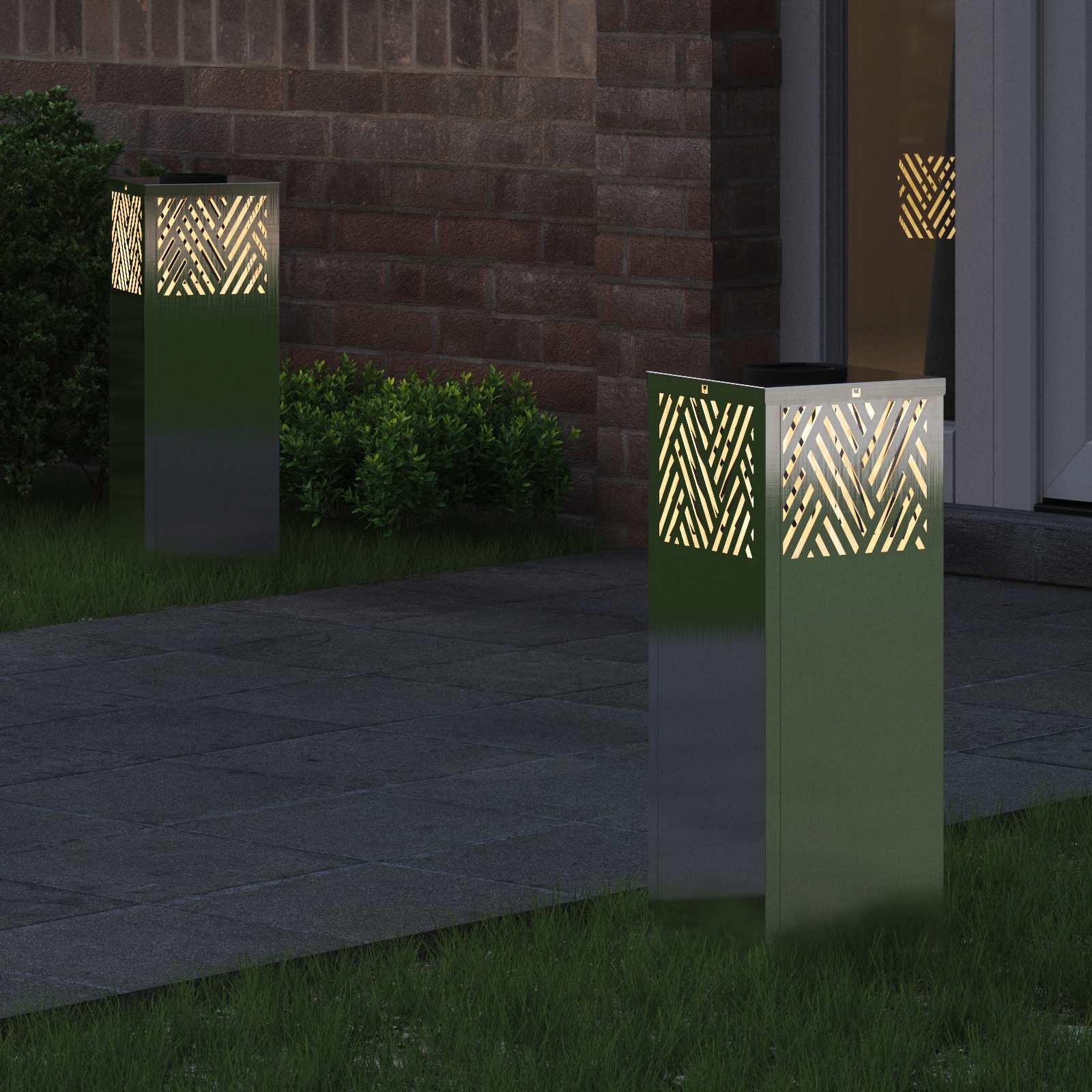 Solarna LED svjetlost za stazu 2 pcs Srebrno Nehrđajući čelik