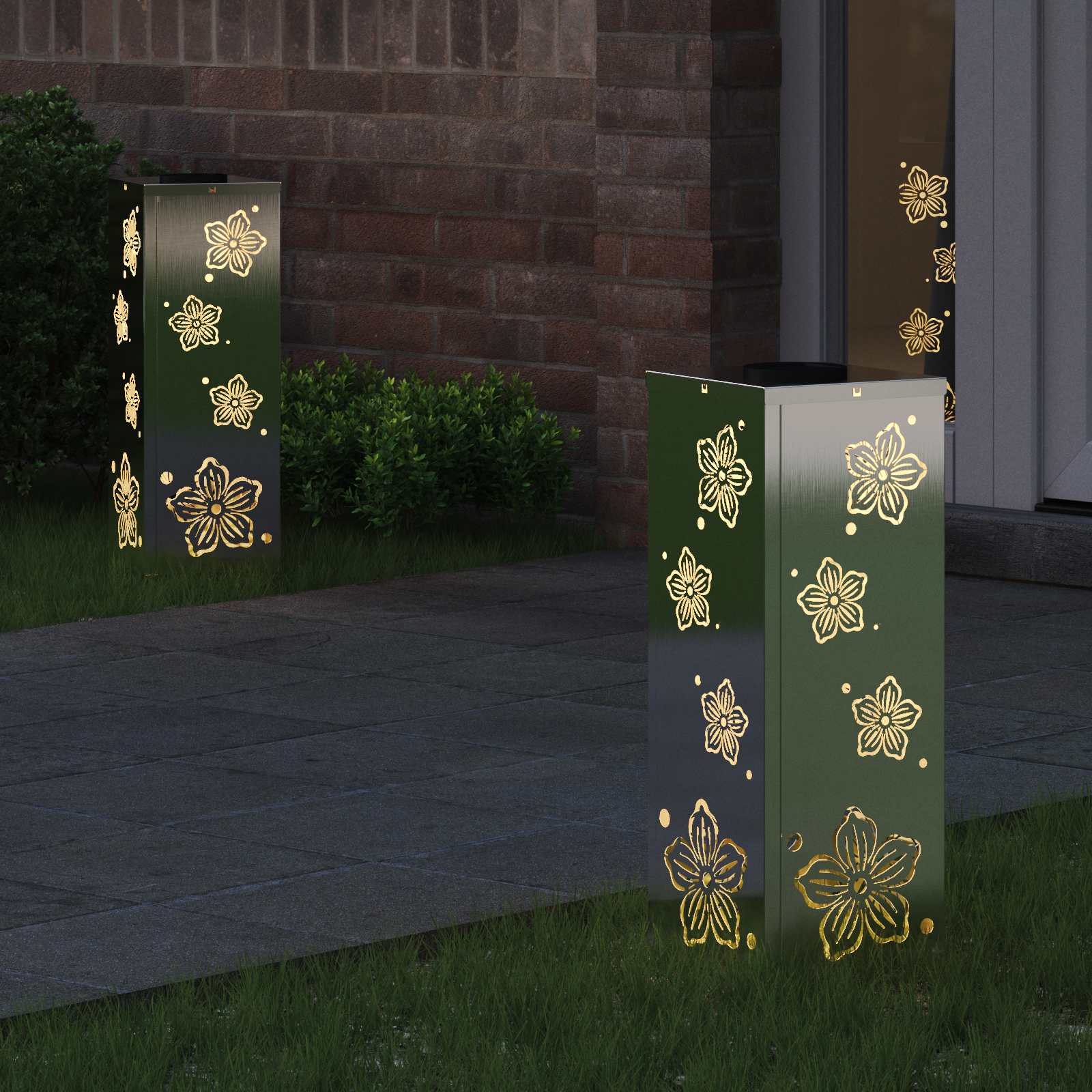 Solarna LED svjetlost za stazu 2 pcs Srebrno Nehrđajući čelik