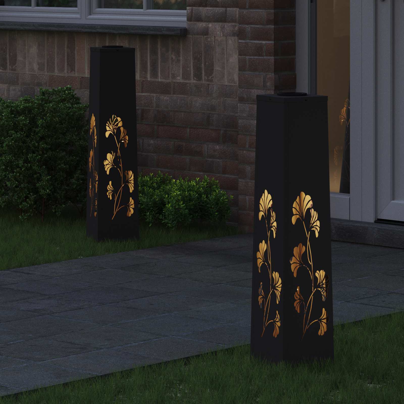 Solarna LED svjetlost za stazu 2 pcs Crna Hladno valjana čelika