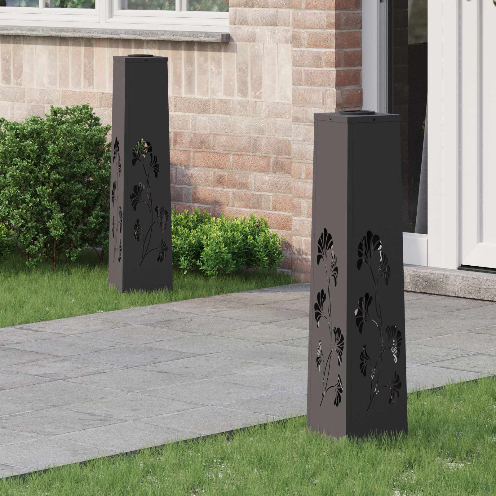 Solarna LED svjetlost za stazu 2 pcs Crna Hladno valjana čelika