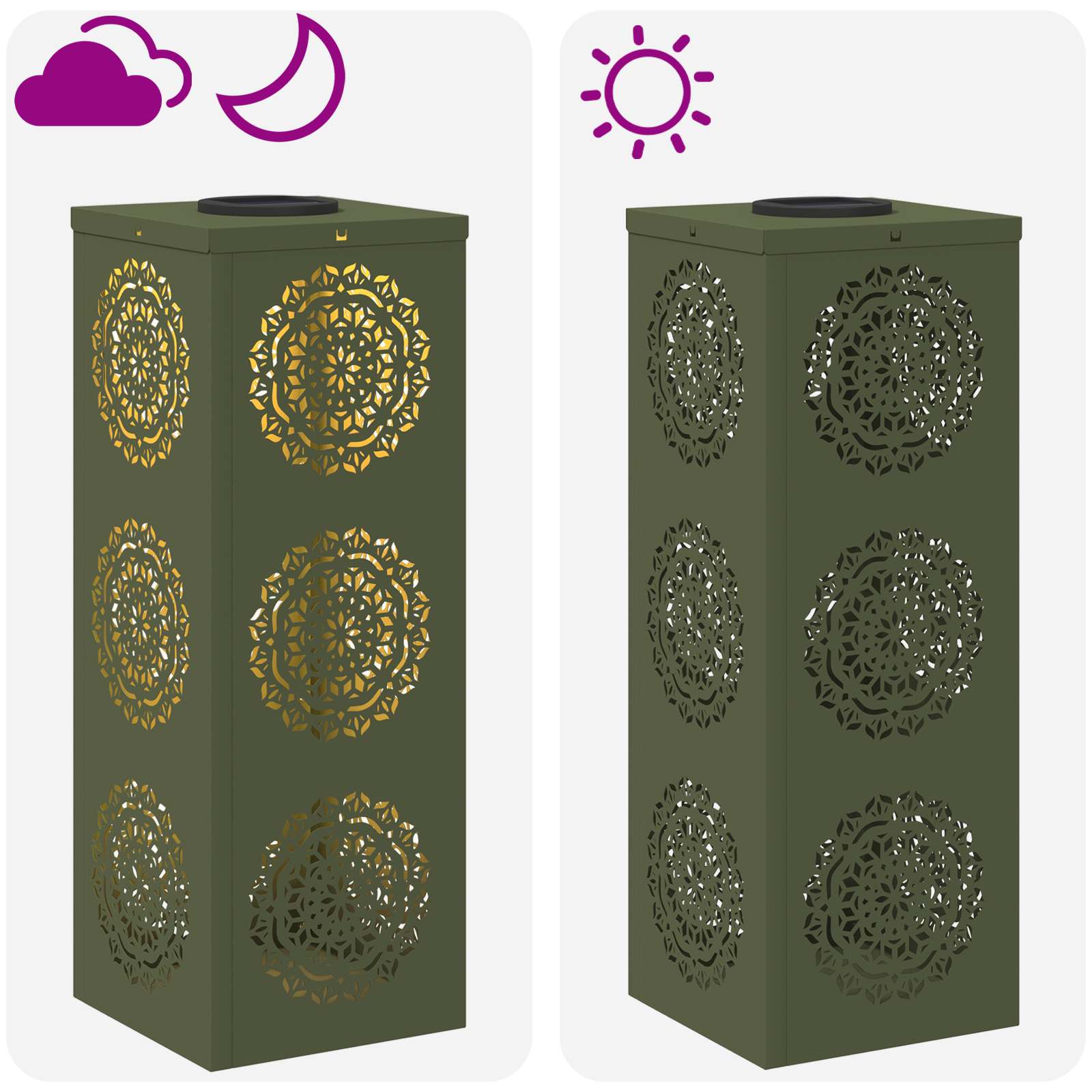 Solarna LED svjetlost za stazu 2 pcs Maslinasto zelena
