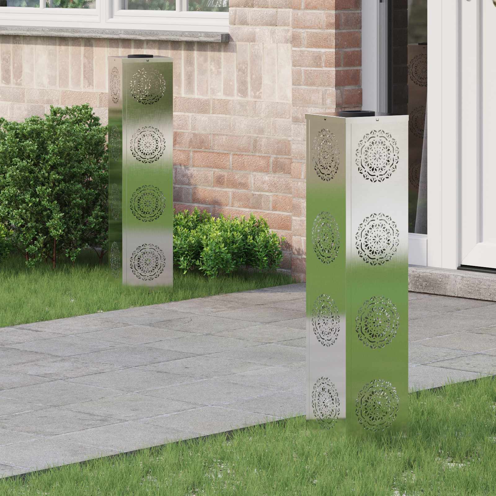 Solarna LED svjetlost za stazu 2 pcs Srebrno Nehrđajući čelik