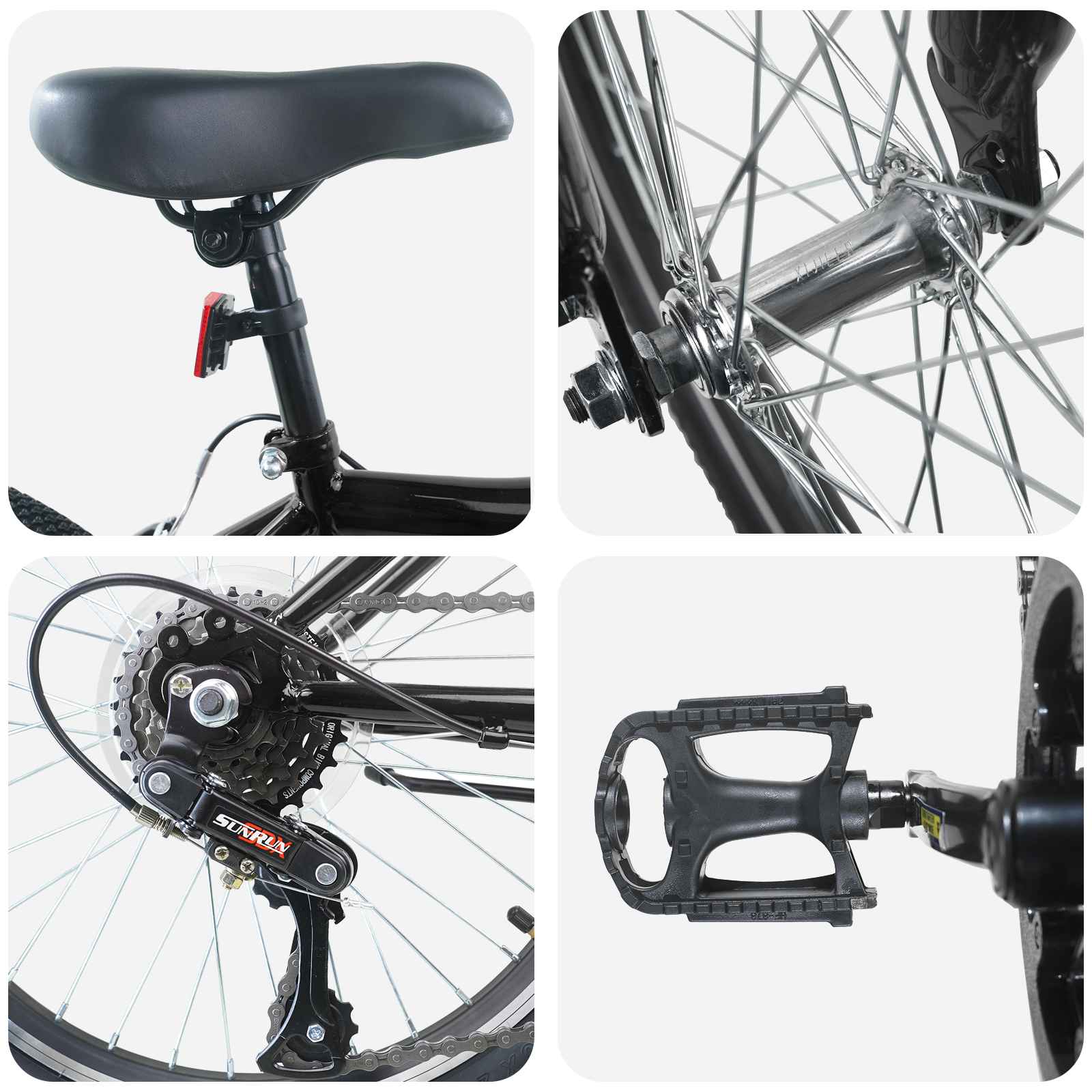 Dječji Bicikl 20 Inča 6-Speed za djecu od 6 do 11 godina Crna