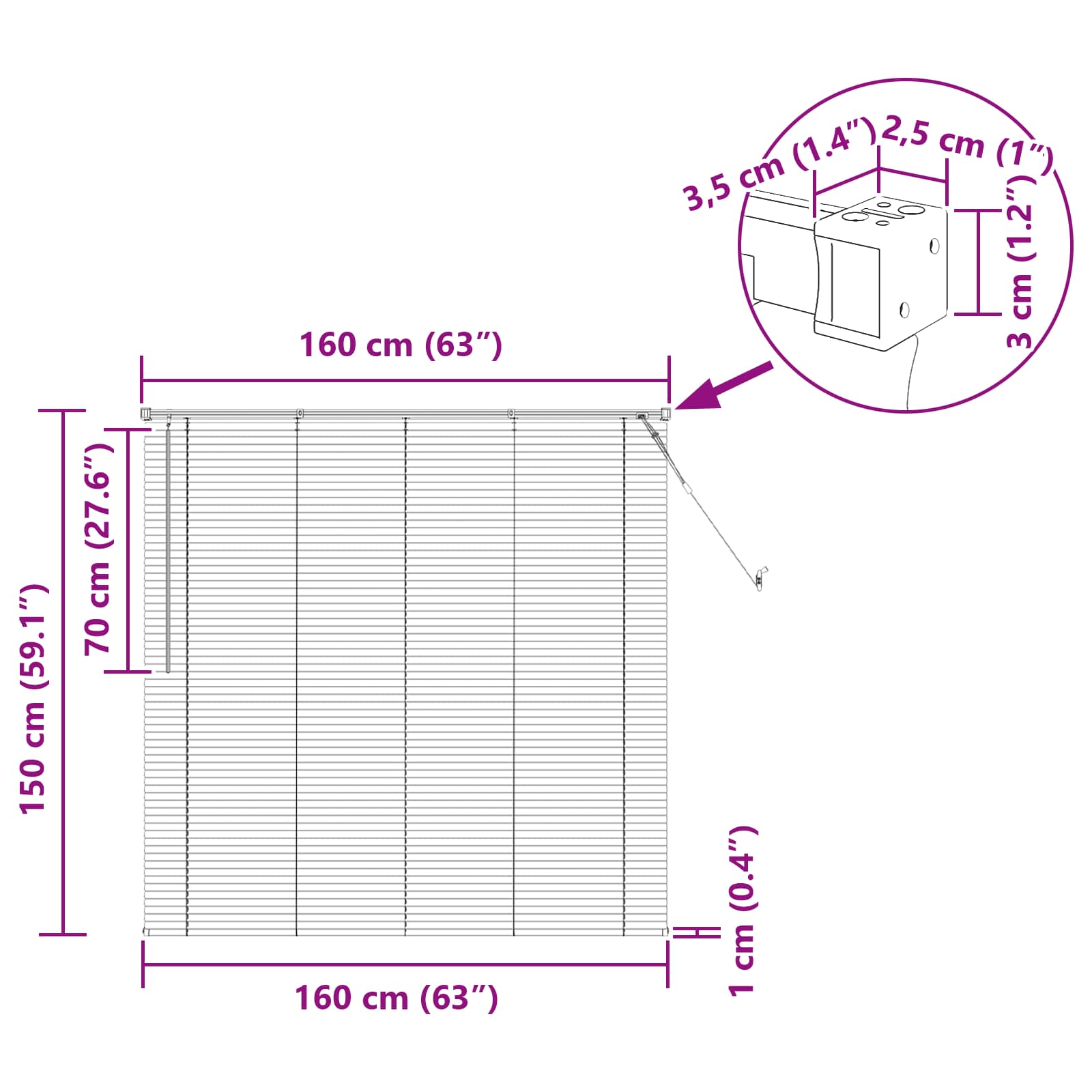 Venecijanska roleta Srebrno Siva 150 x 160 cm PVC