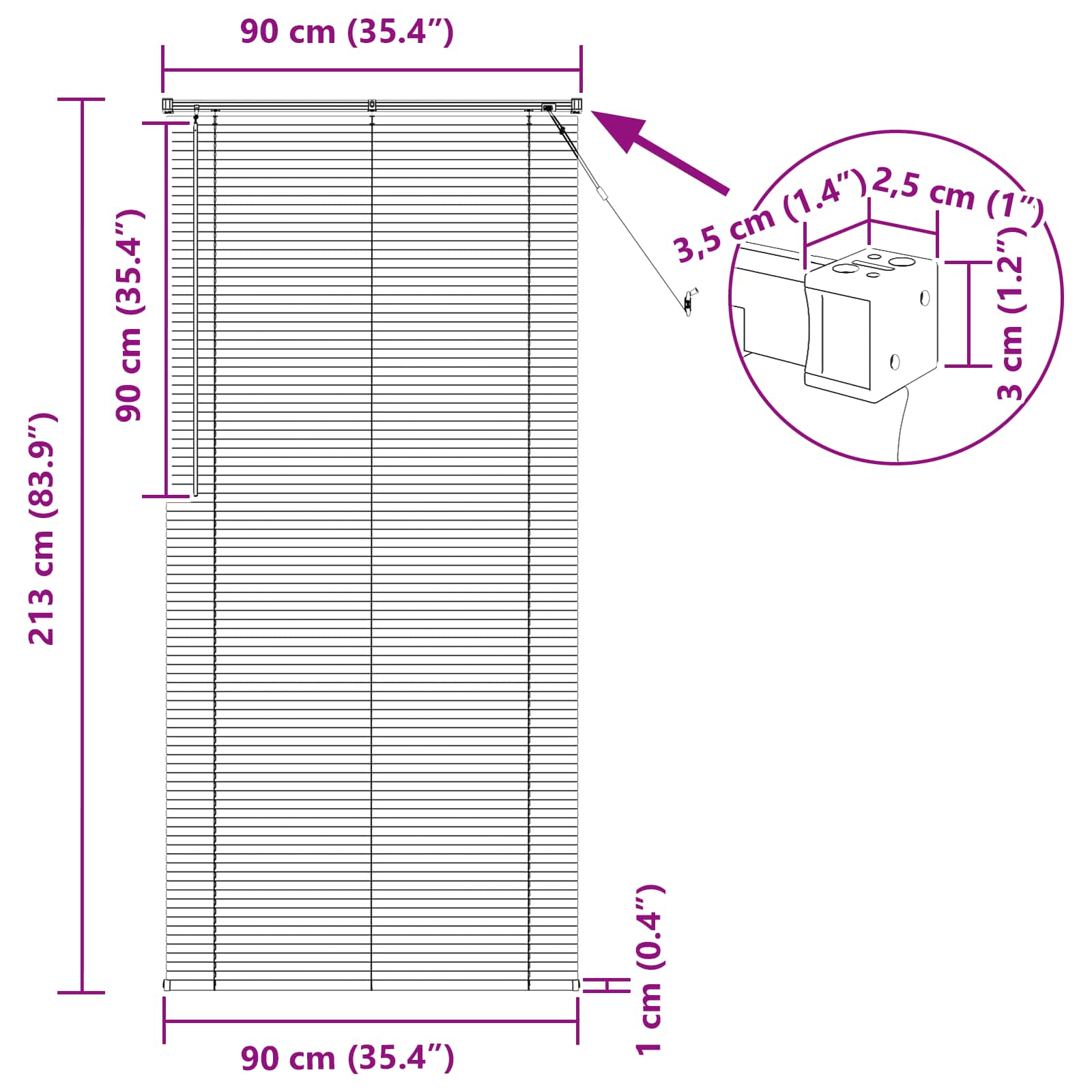 Venecijanska roleta Srebrno Siva 213 x 90 cm PVC
