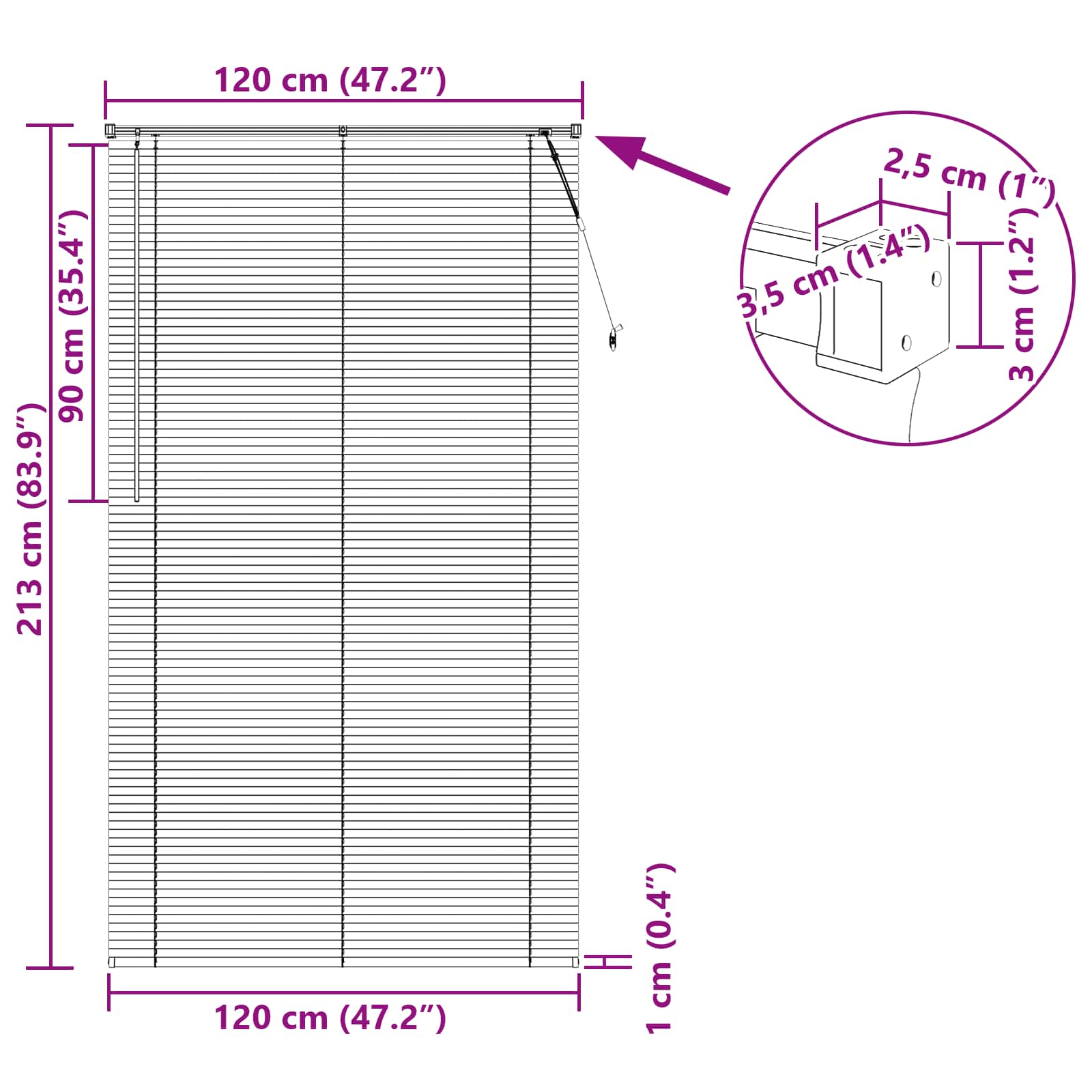 Venecijanska roleta Srebrno Siva 213 x 120 cm PVC