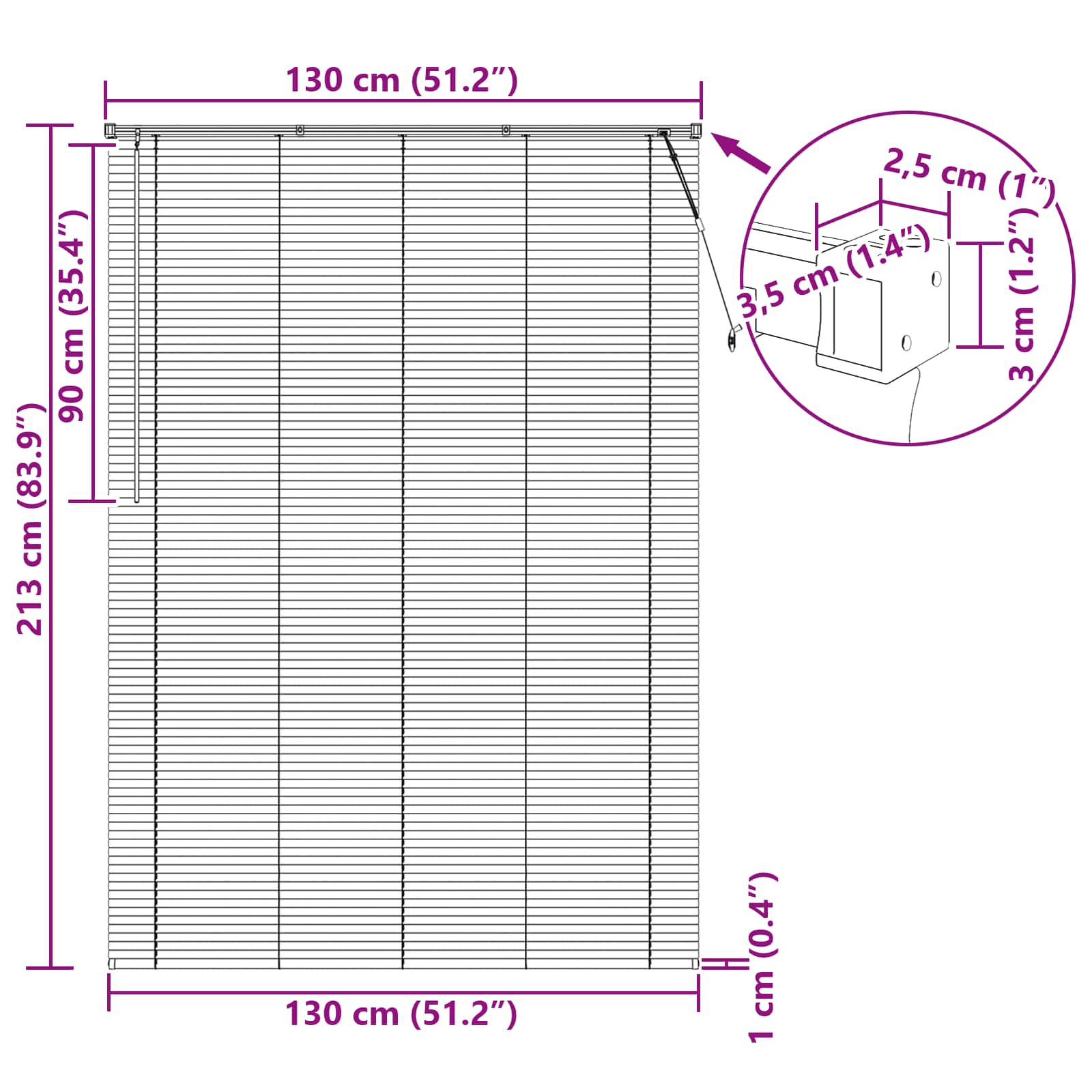 Venecijanska roleta Srebrno Siva 213 x 130 cm PVC