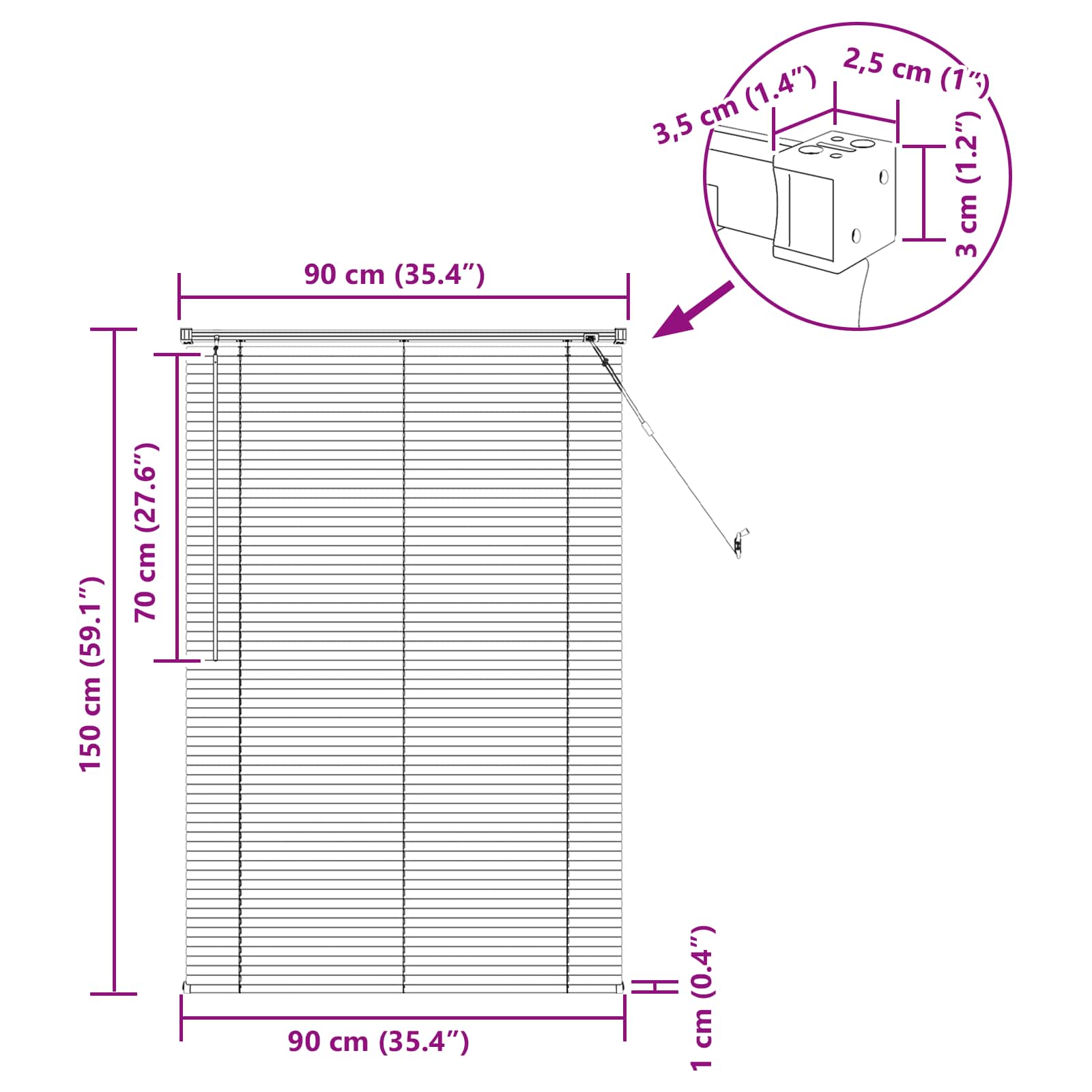 Venecijanska roleta Bijeli 150 x 90 cm PVC