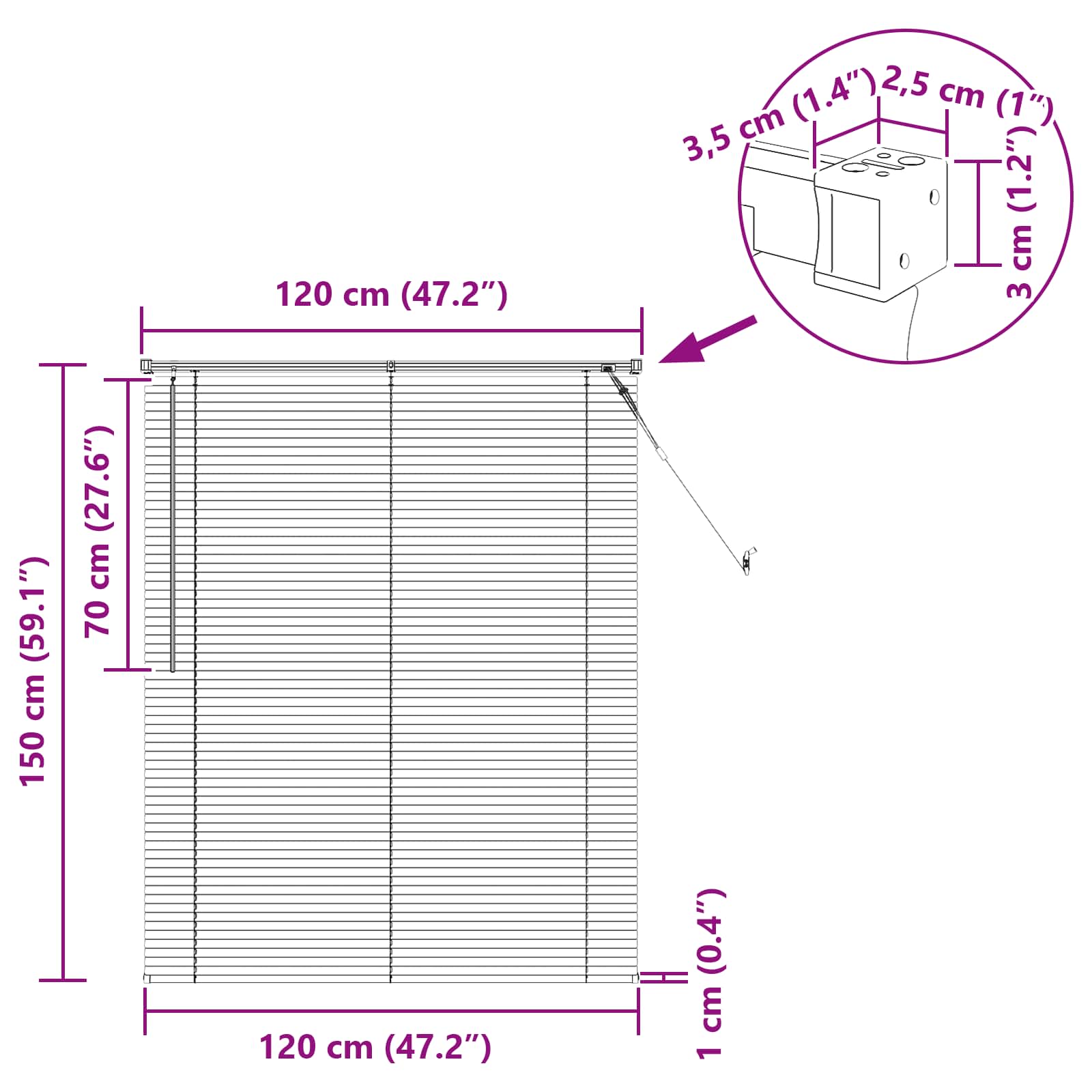 Venecijanska roleta Crna 150 x 120 cm PVC