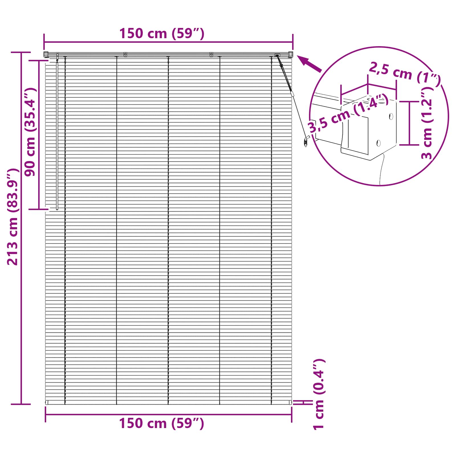 Venecijanska roleta Crna 213 x 150 cm PVC