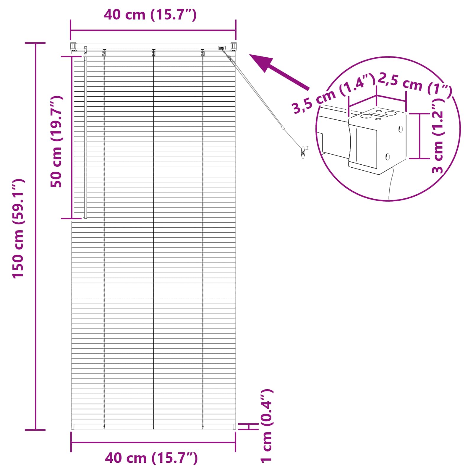 Venecijanska roleta Svijetlo smeđa s uzorkom 150 x 40 cm PVC