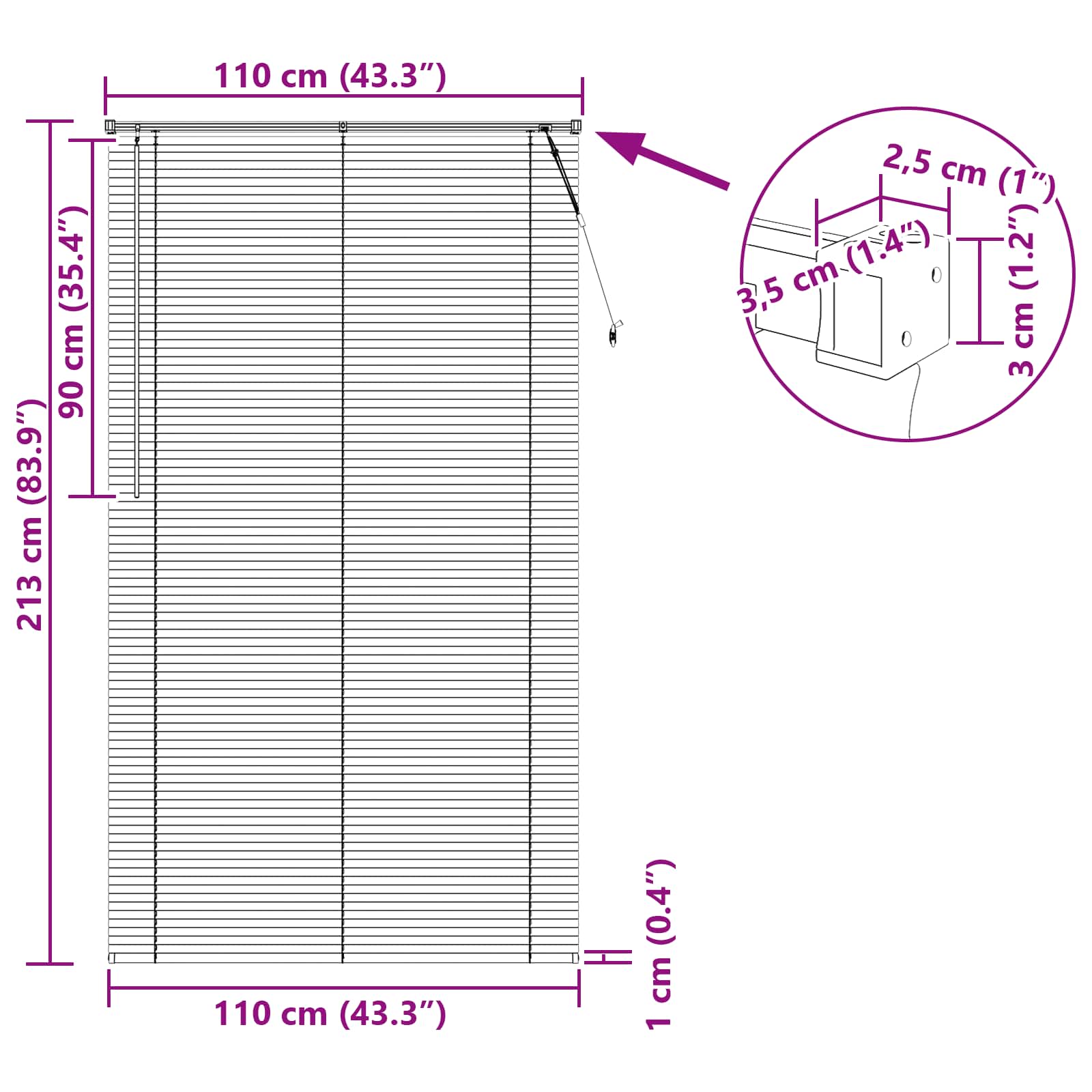 Venecijanska roleta Svijetlo smeđa s uzorkom 213 x 110 cm PVC