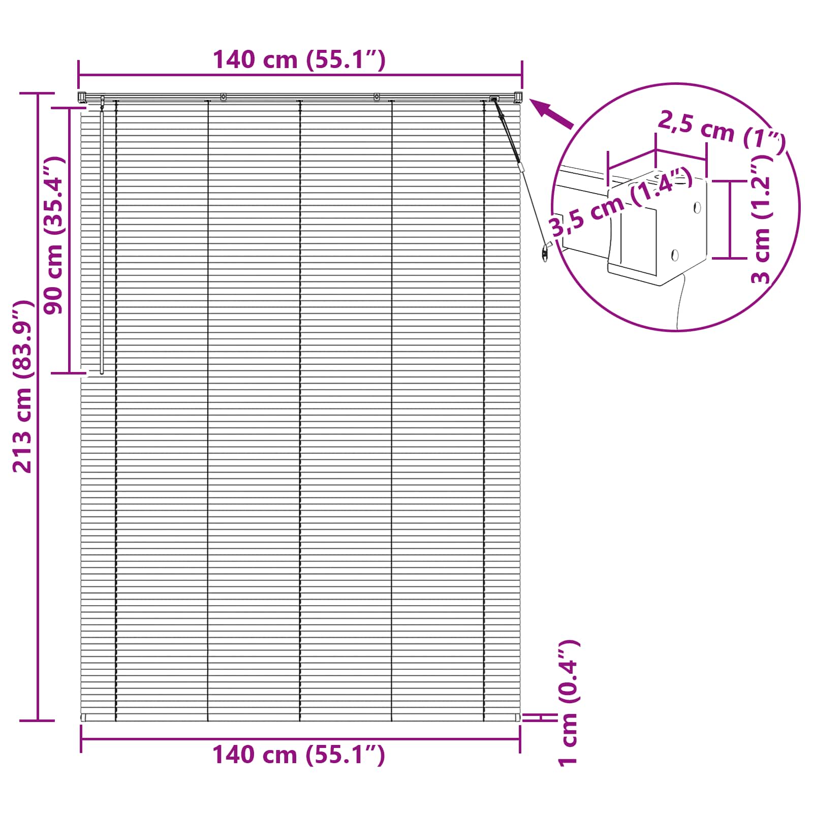 Venecijanska roleta Tamno smeđa s uzorkom 213 x 140 cm PVC