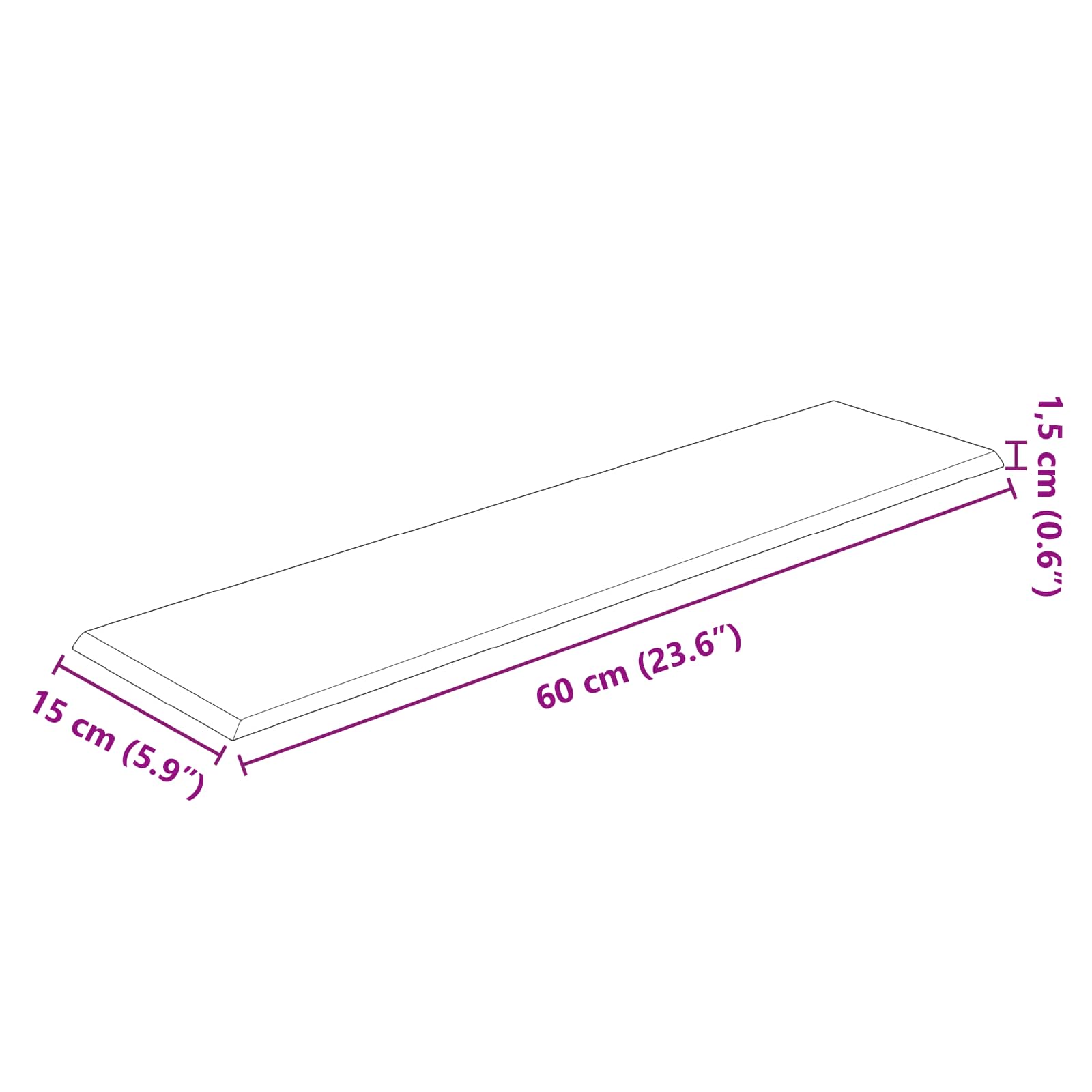 Zidna uzglavlja 12 pcs Svijetlo siva 60 x 15 cm tkanina