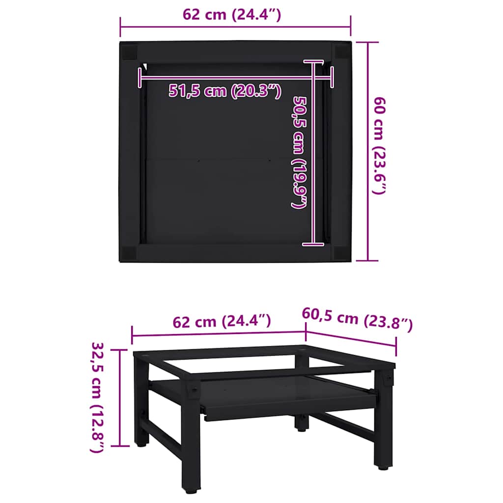 Pedestal za perilicu rublja Crna 62 x 60,5 x 32,5 cm Čelik