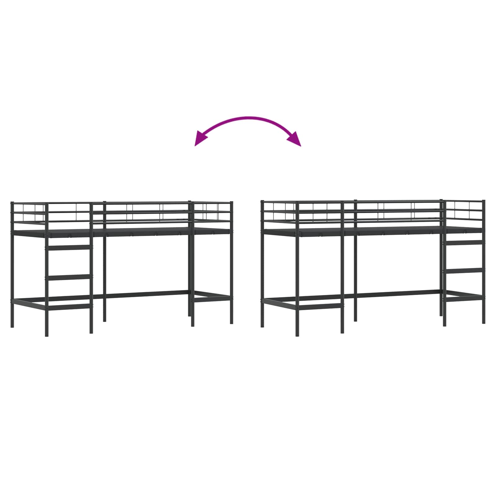 Okvir Krevet za Dječji Loft Crna 74,5 x 190 cm Čelik