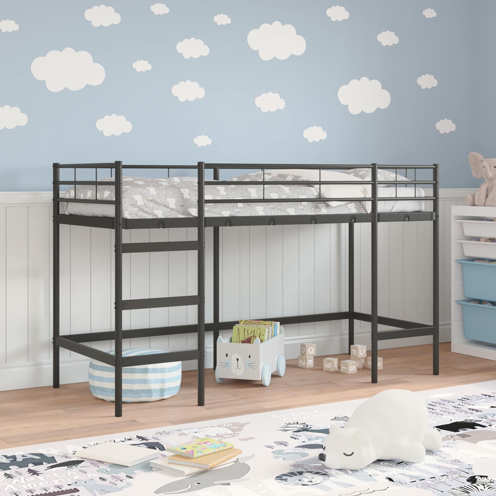 Okvir Krevet za Dječji Loft Crna 90 x 190 cm Čelik