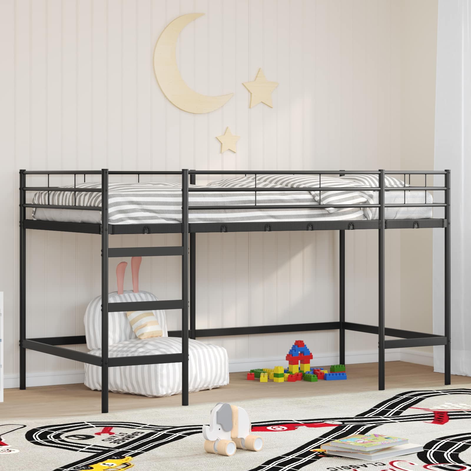Okvir Krevet za Dječji Loft Crna 90 x 200 cm Čelik