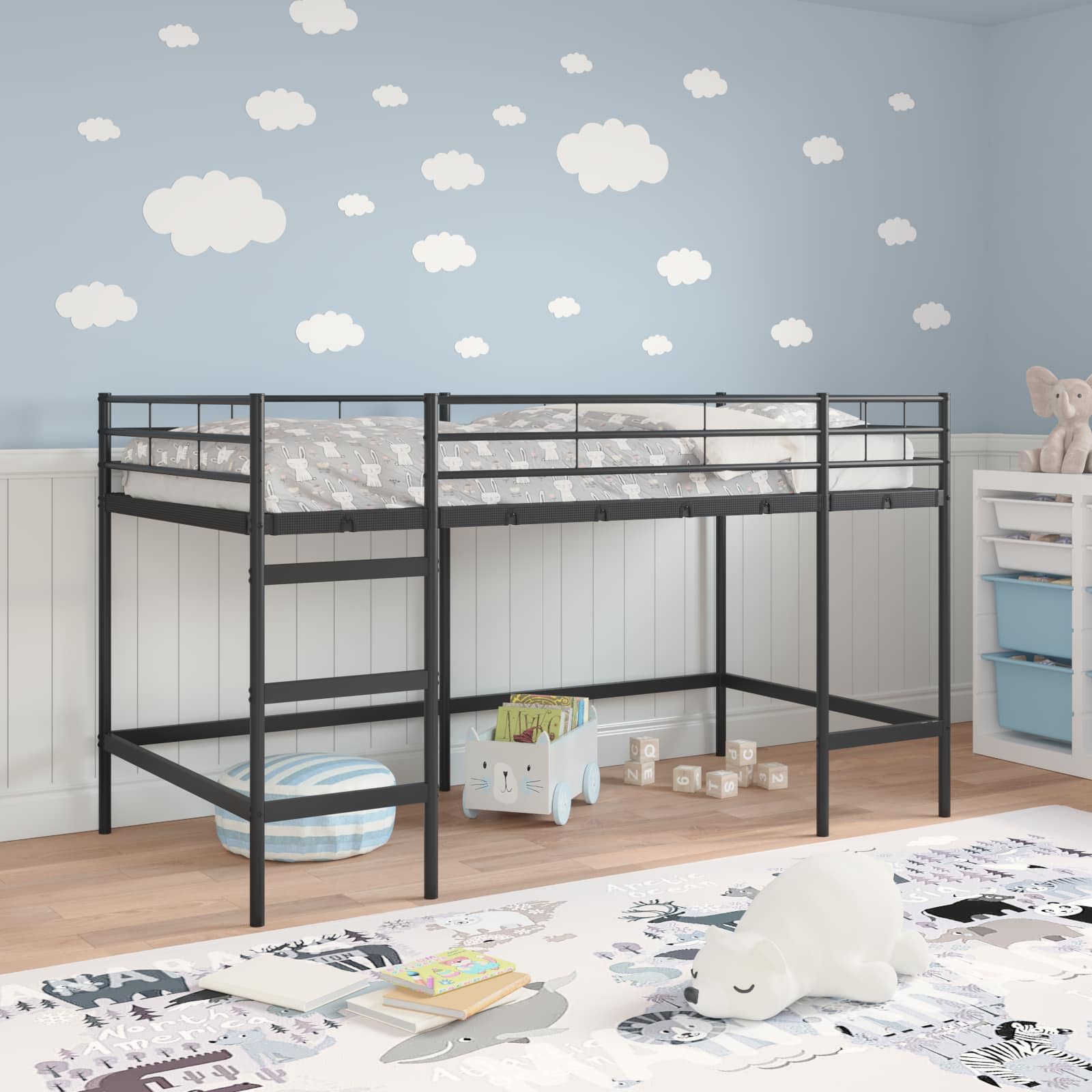 Okvir Krevet za Dječji Loft Crna 99,5 x 200 cm Čelik