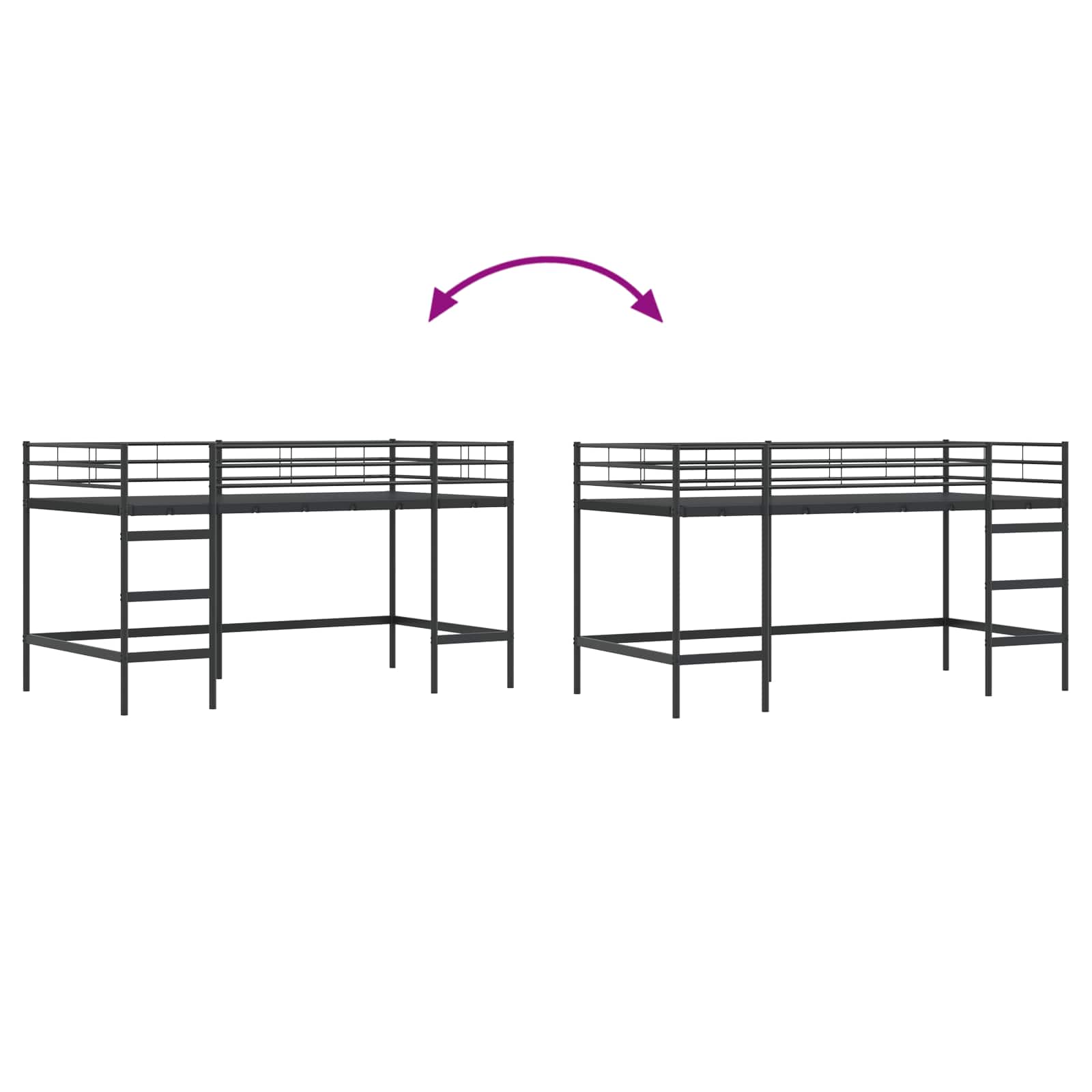 Okvir Krevet za Dječji Loft Crna 99,5 x 200 cm Čelik