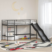 Krevet na kat za djecu s toboganom Crna i antracit 90 x 190 cm