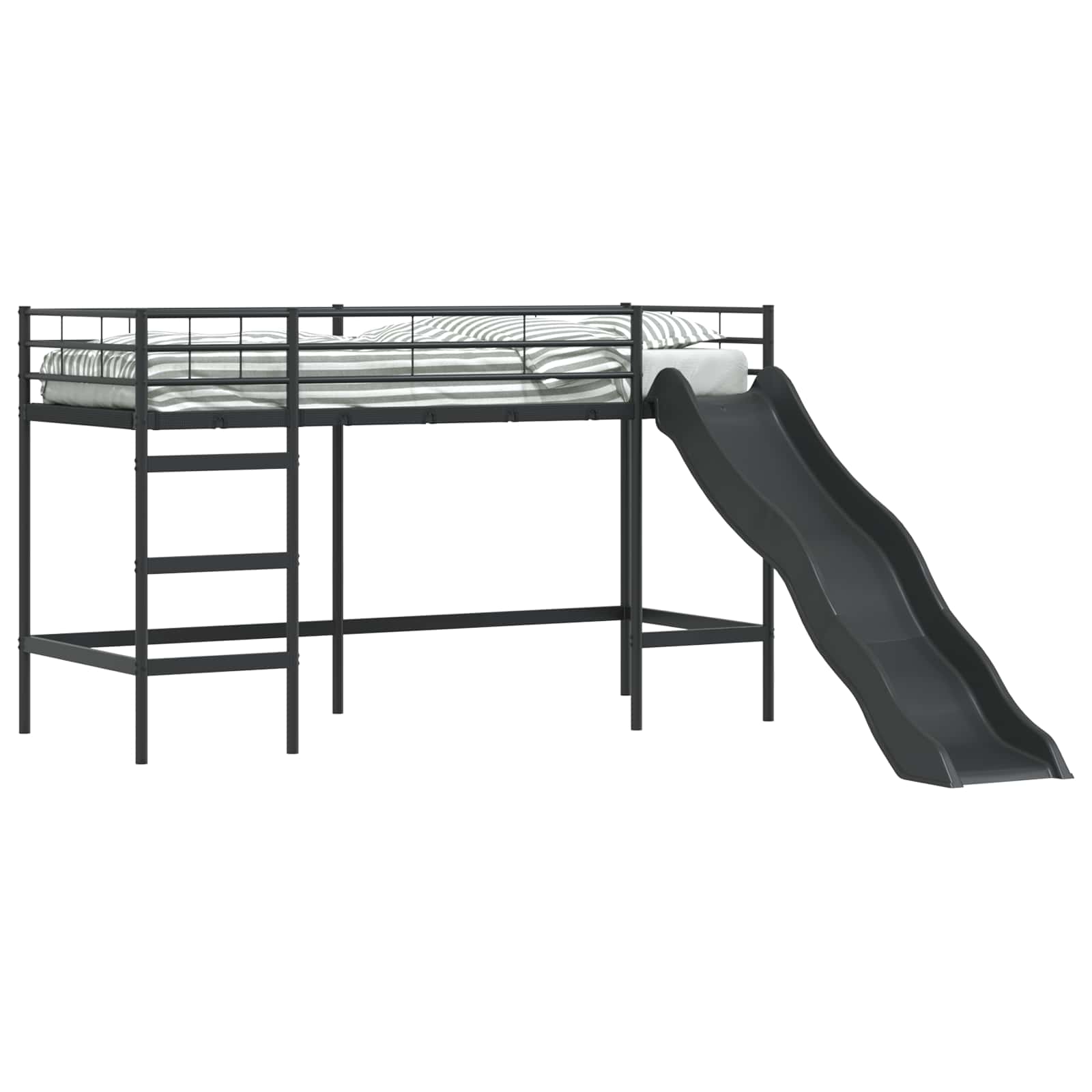Krevet na kat za djecu s toboganom Crna i antracit 100 x 190 cm