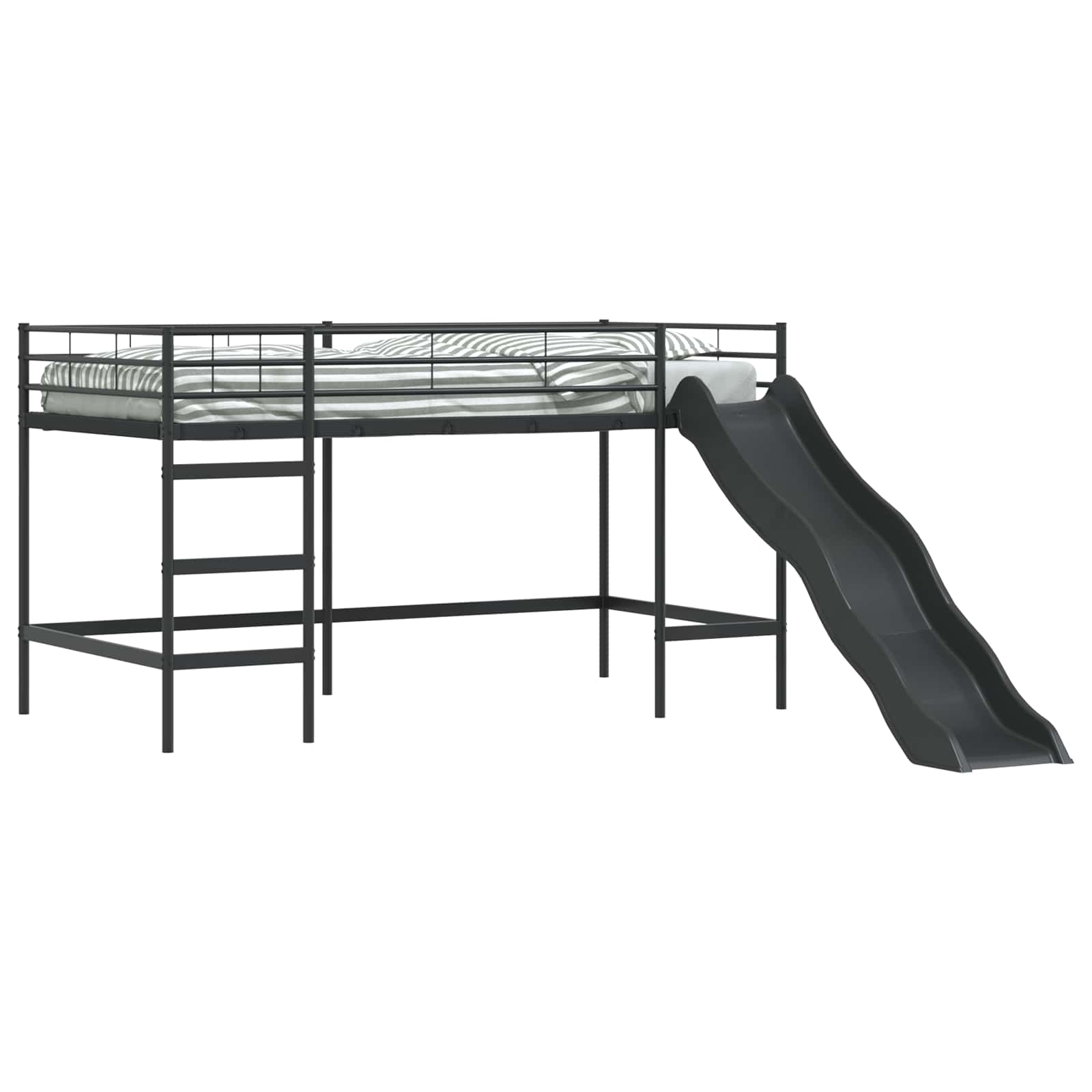 Krevet na kat za djecu s toboganom Crna i antracit 107 x 200 cm