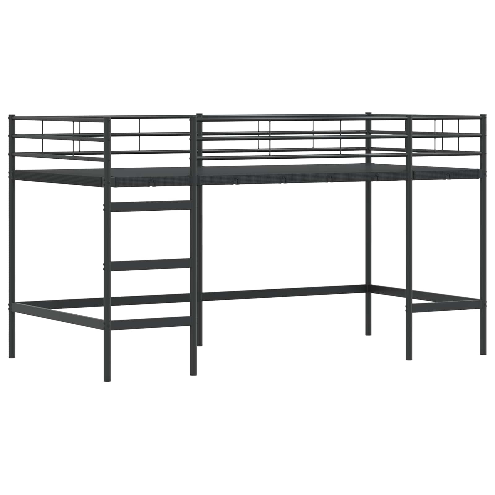 Krevet na kat za djecu s zavjesama Crna 90 x 200 cm