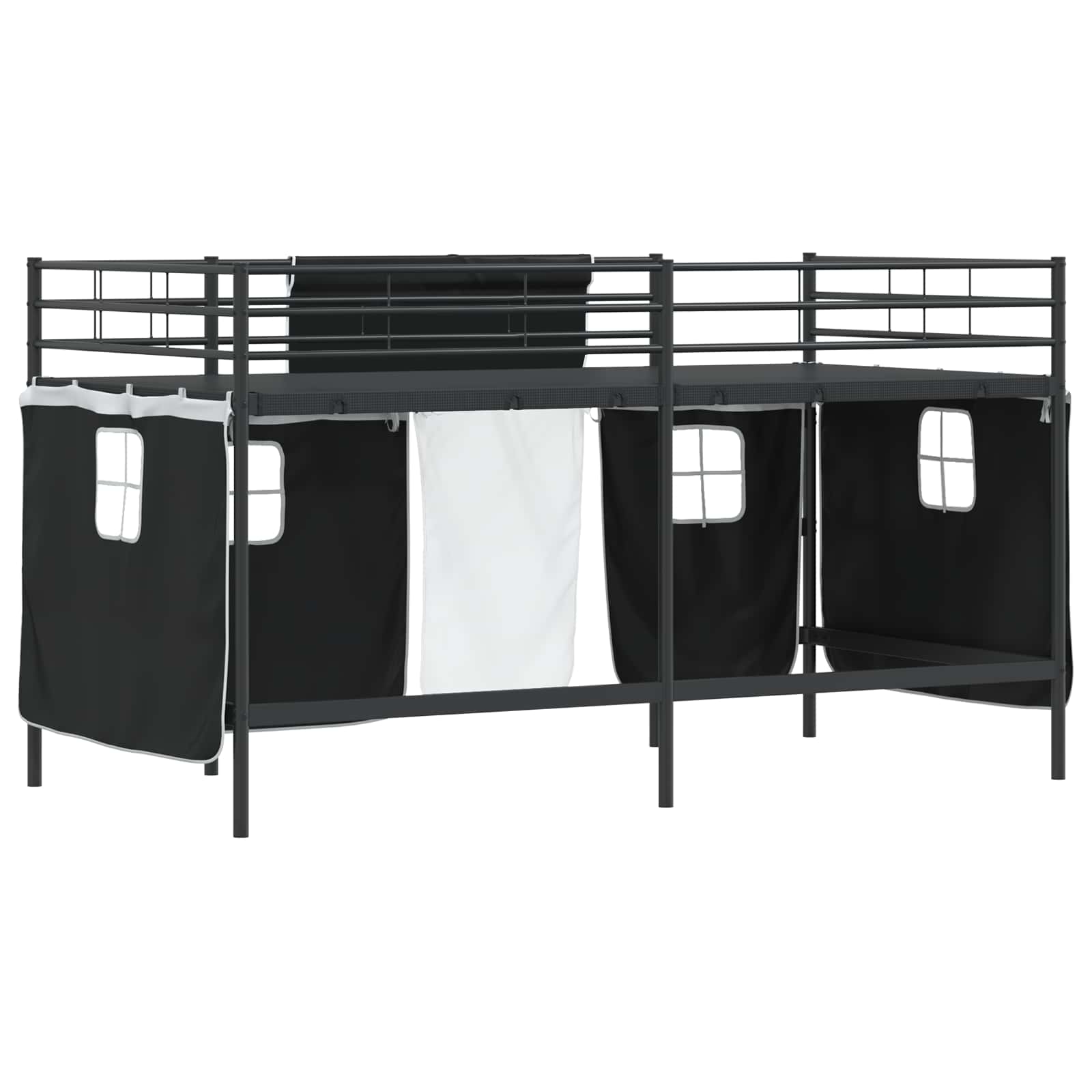 Krevet na kat za djecu s zavjesama Crna 100 x 200 cm