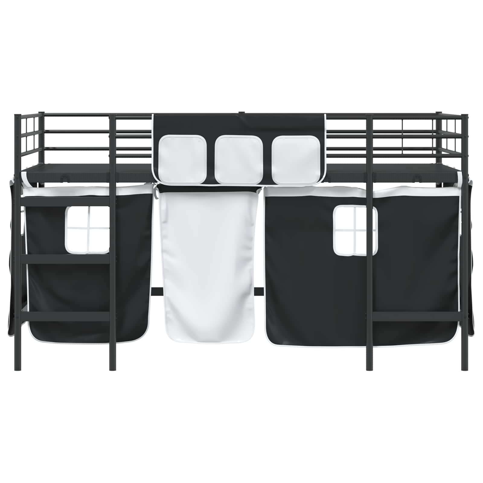 Krevet na kat za djecu s zavjesama Crna 107 x 200 cm