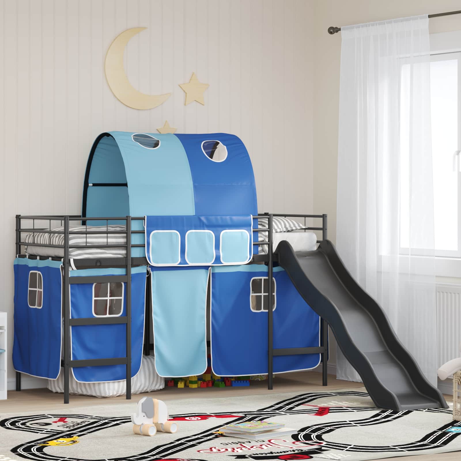 Okvir Krevet za Dječji Loft Crna i Plava 75 x 190 cm Metal