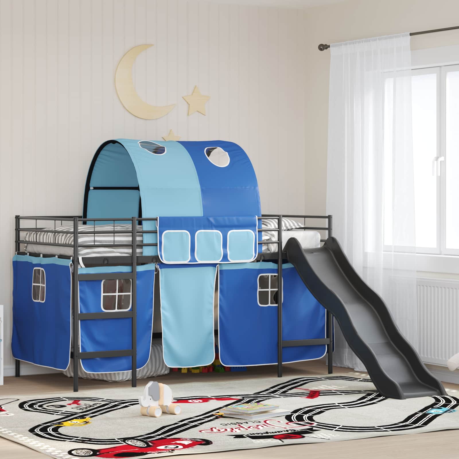 Okvir Krevet za Dječji Loft Crna i Plava 90 x 200 cm Metal