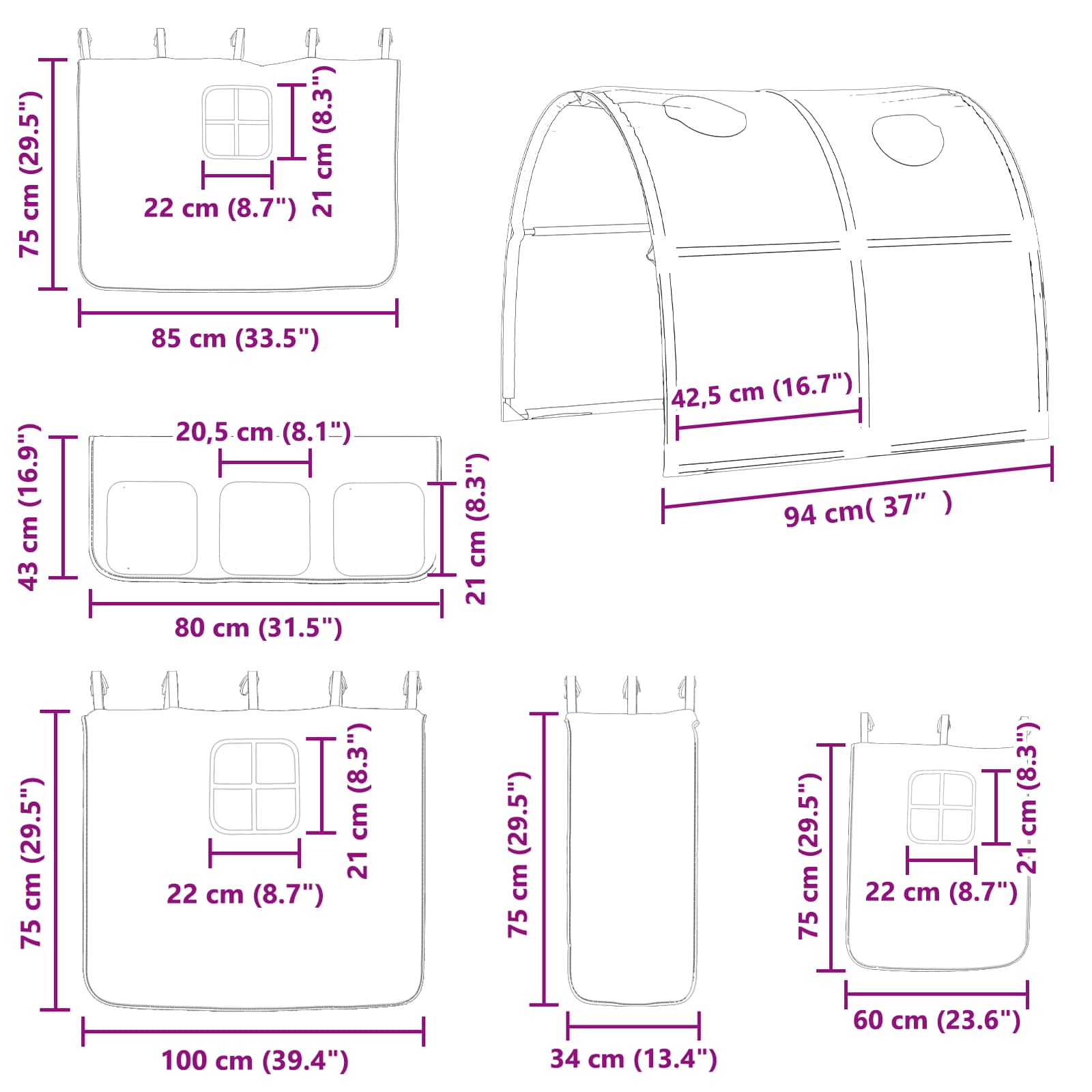 Okvir Krevet za Dječji Loft Crna i ružičasta 90 x 200 cm Metal