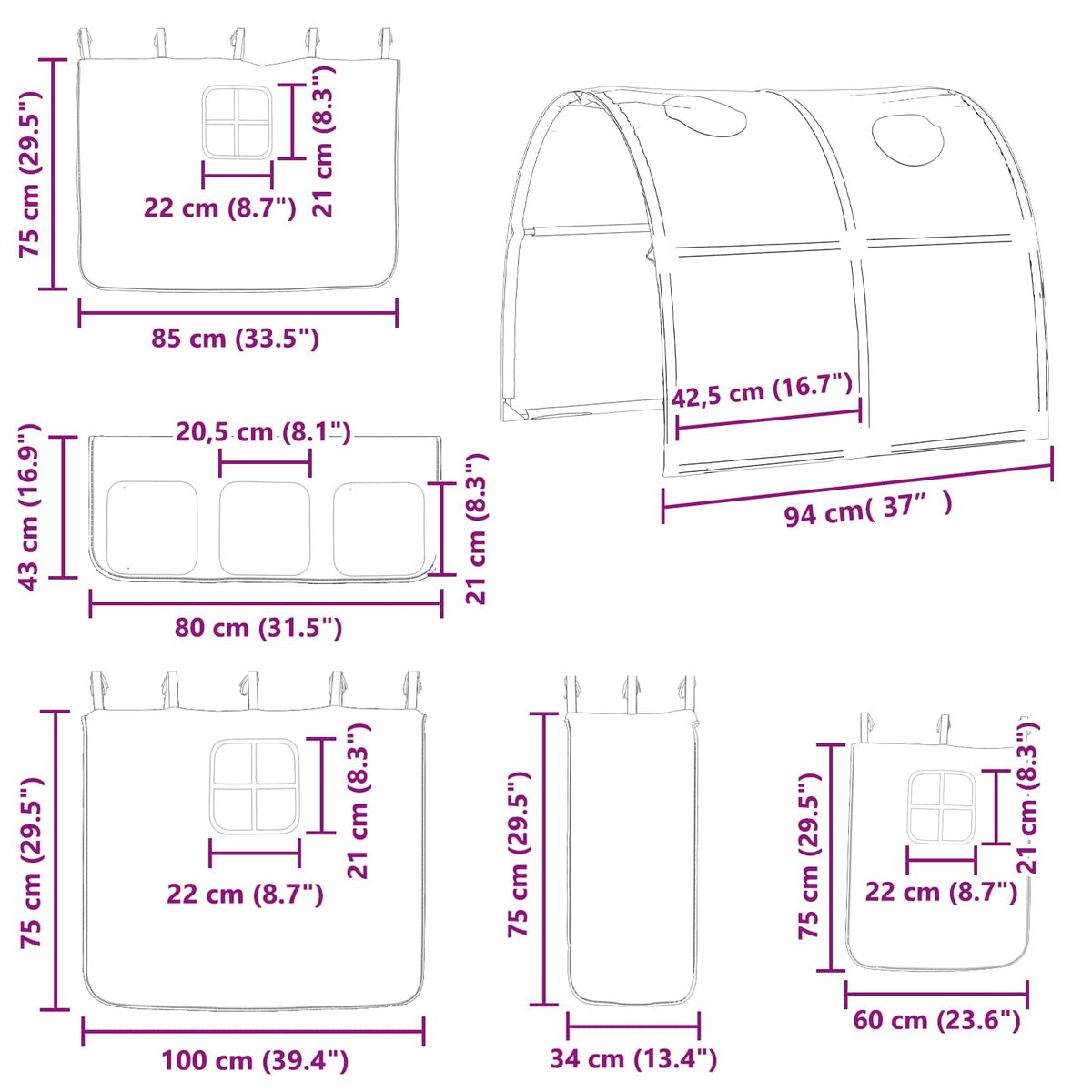 Okvir Krevet za Dječji Loft Bijela i Plava 80 x 200 cm Metal