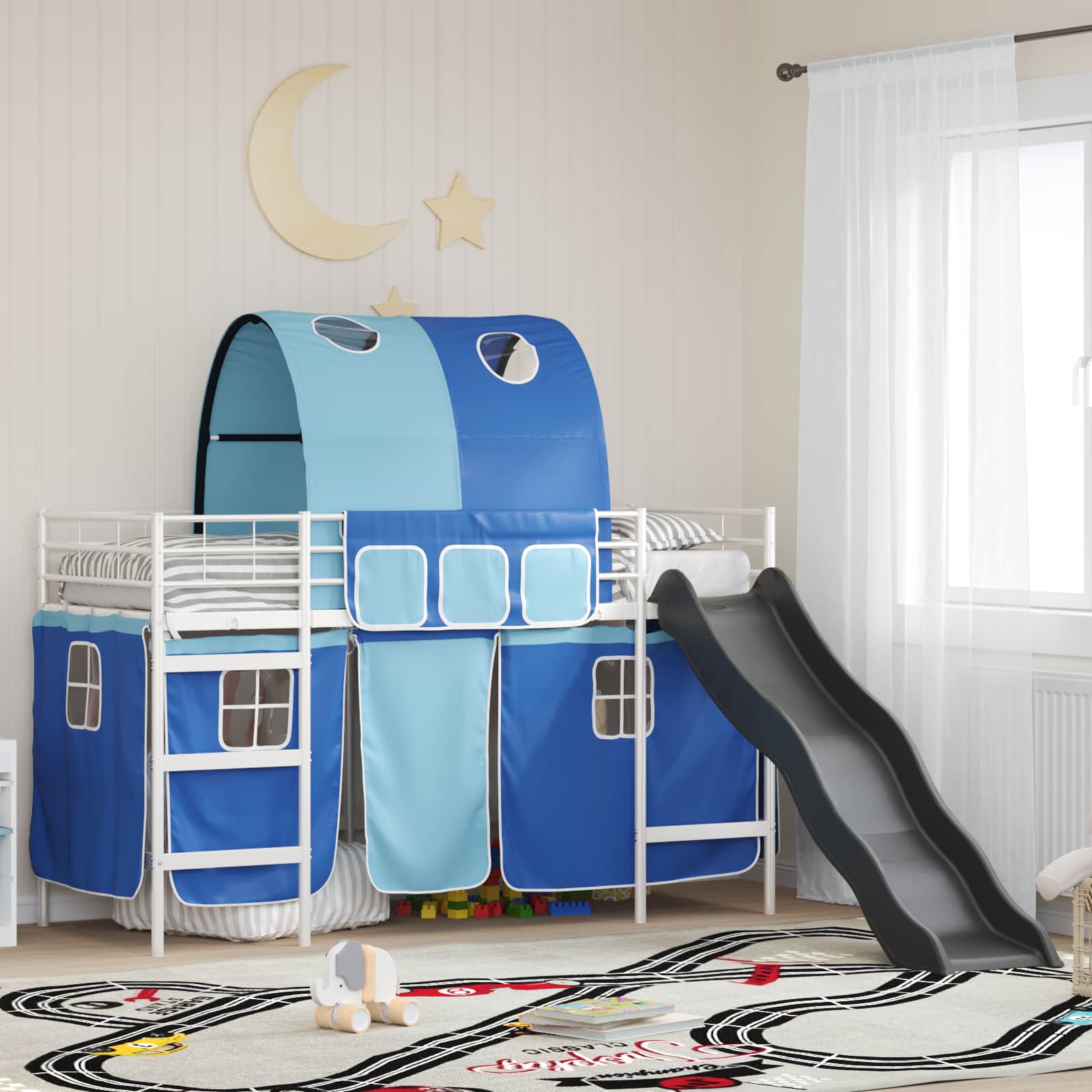 Okvir Krevet za Dječji Loft Bijela i Plava 90 x 190 cm Metal