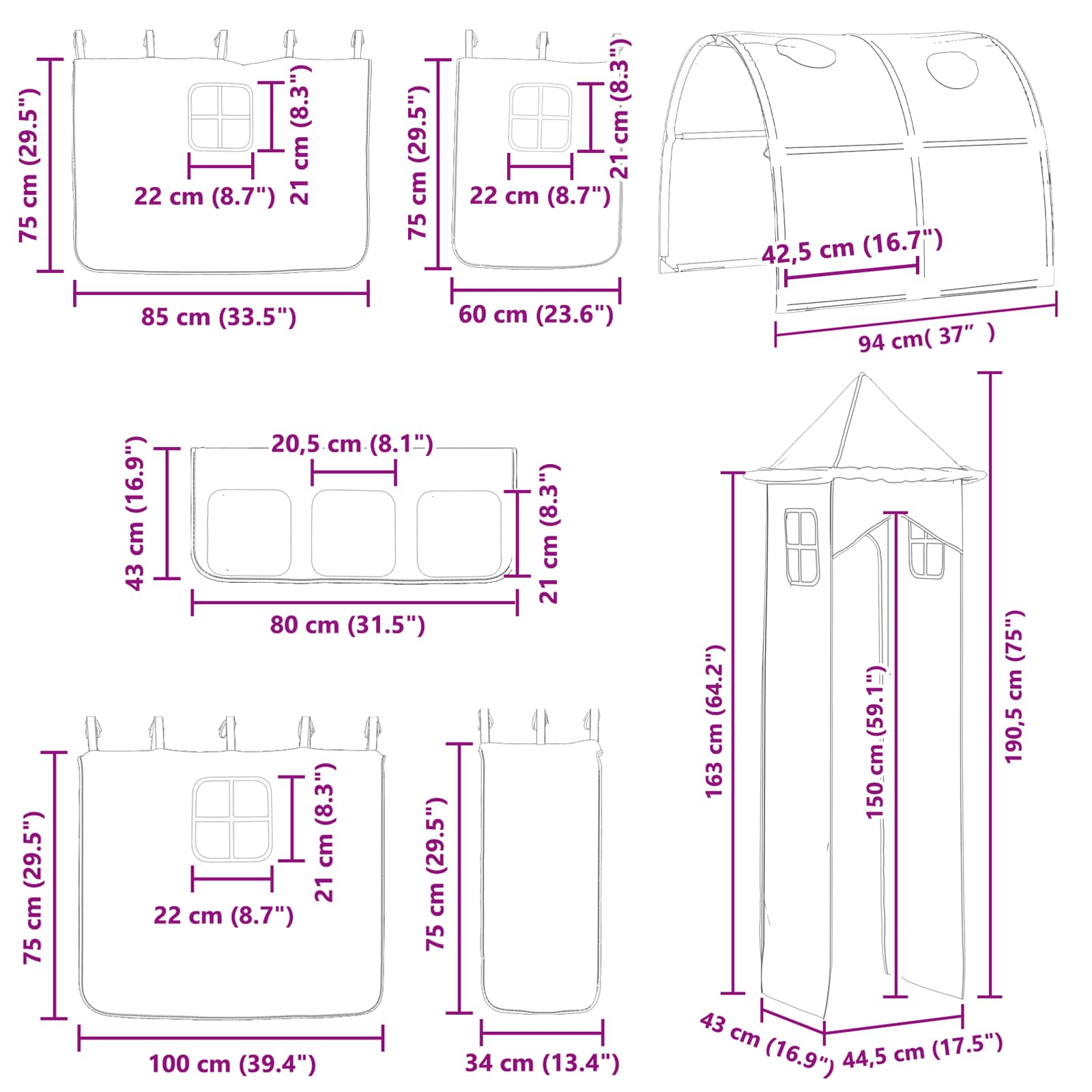 Okvir Krevet za Dječji Loft Crna 90 x 190 cm Metal