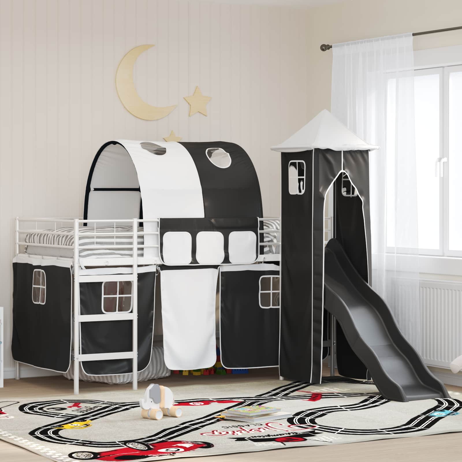 Okvir Krevet za Dječji Loft Bijela i crna 107 x 200 cm Metal