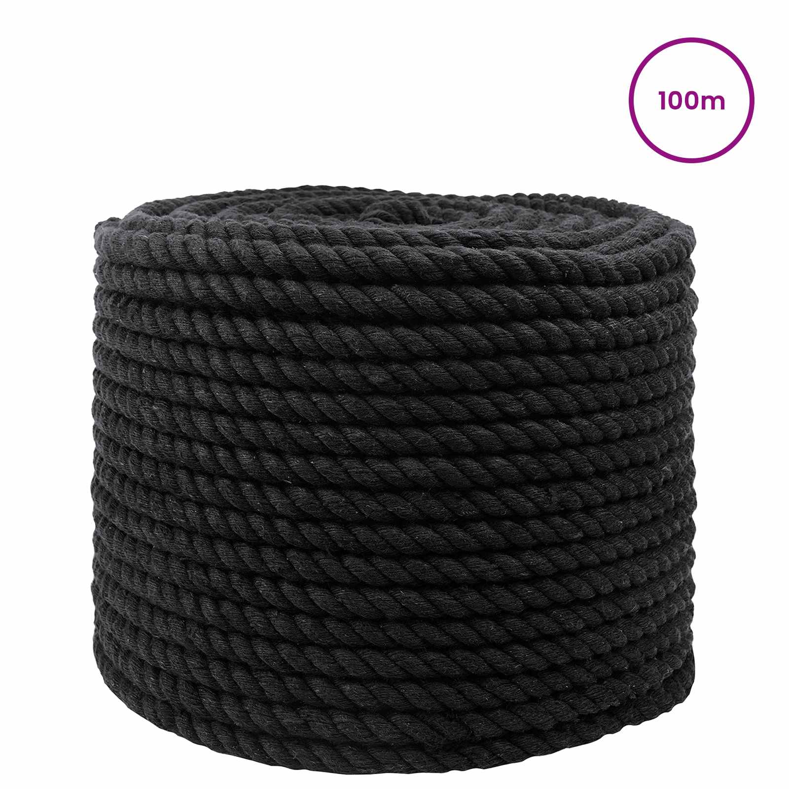 Konop Crna 1,2 x 1,2 x 10000 cm Pamuk