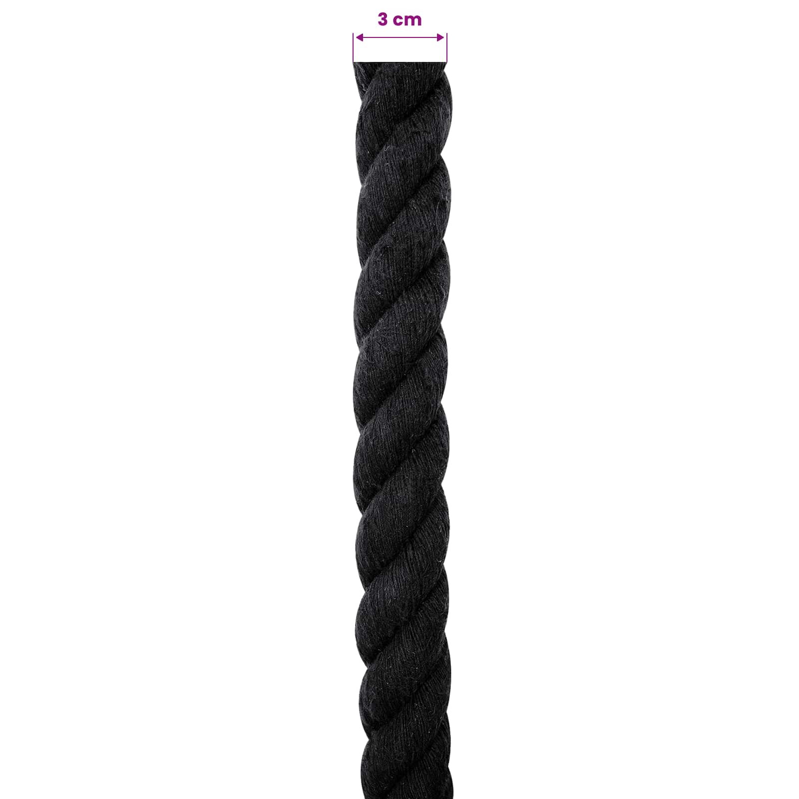 Konop Crna 3 x 3 x 2500 cm Pamuk