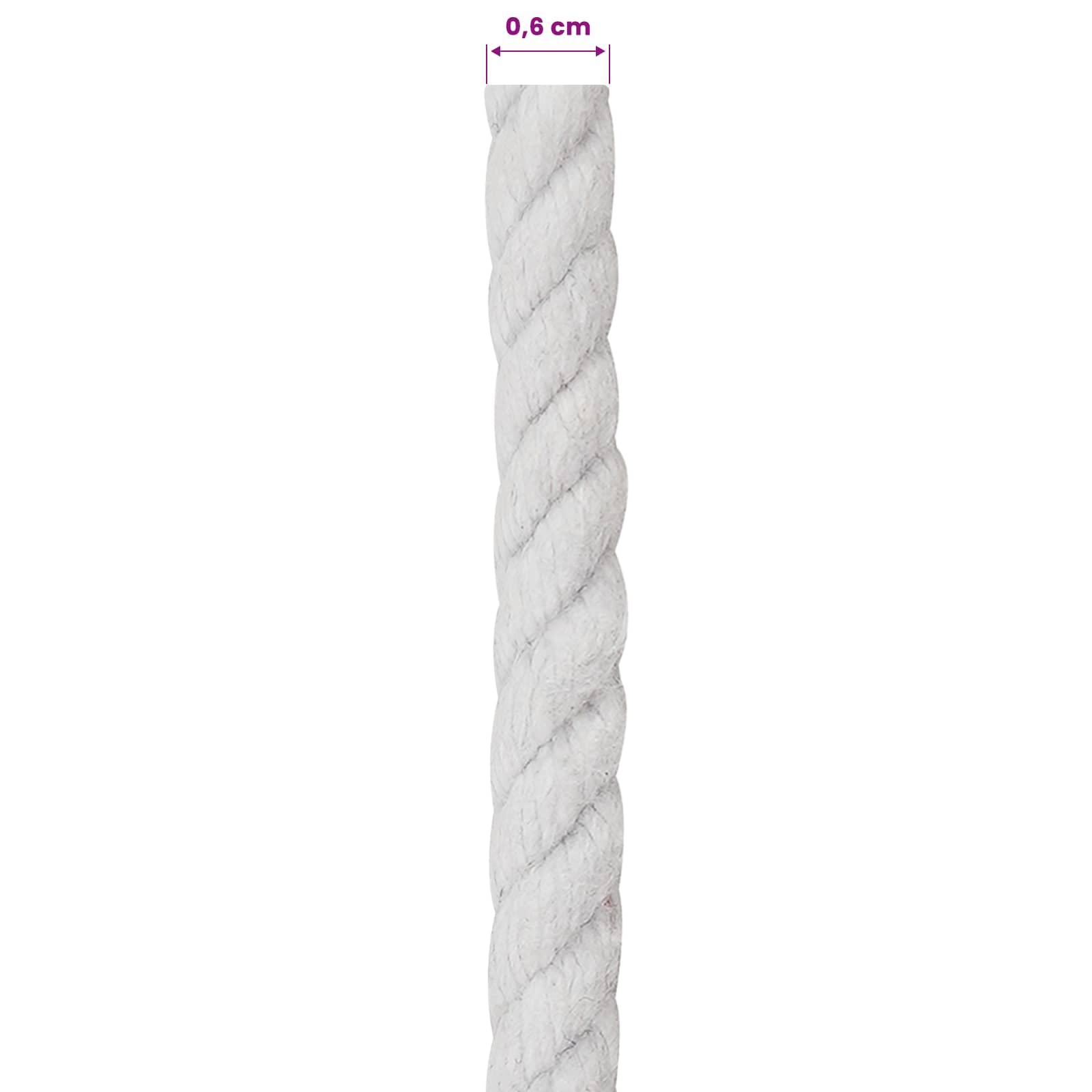 Konop Bijelo 0,6 x 0,6 x 25000 cm Pamuk
