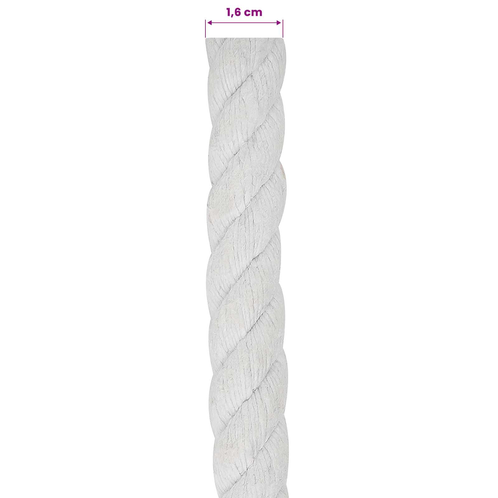 Konop Bijelo 1,6 x 1,6 x 5000 cm Pamuk