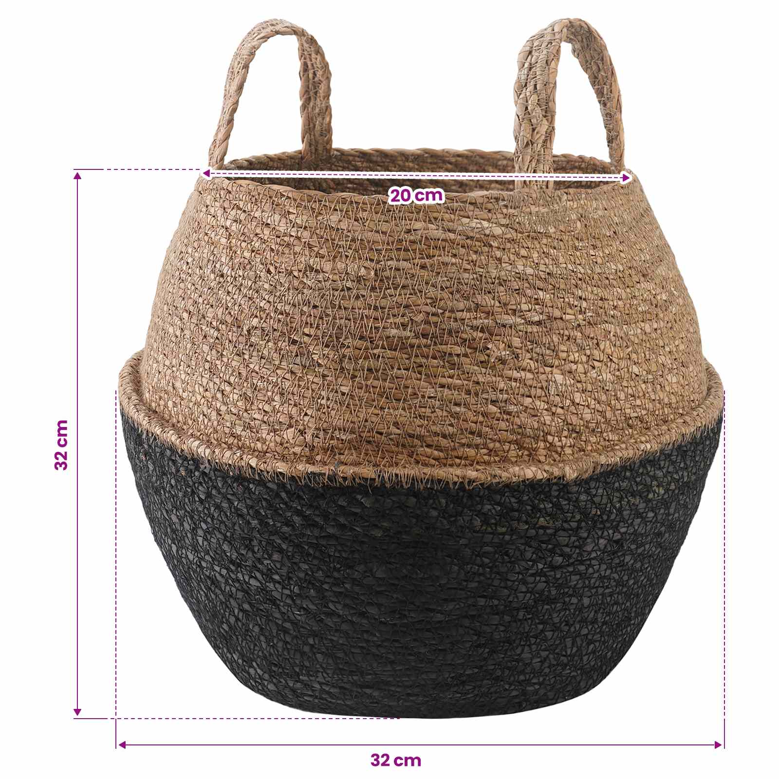 Saksija za biljke s ručkama 2 pcs Crna Ø 32 x 32 cm